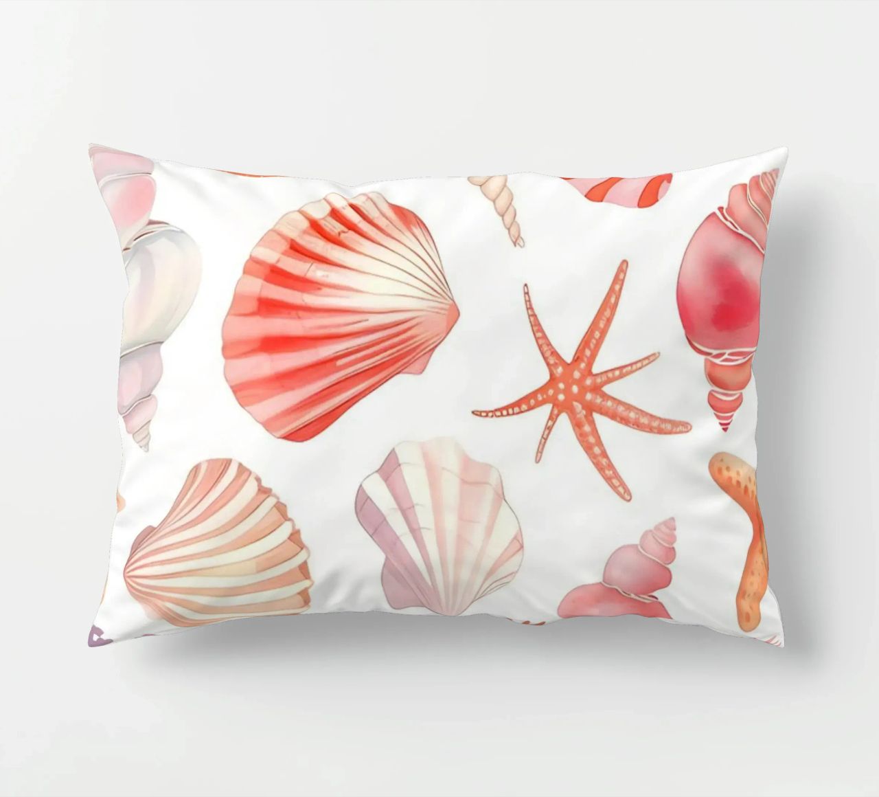 Nautical Seashell & Coral Pattern Print - Coastal Vibes decorative cushion by ClubArt