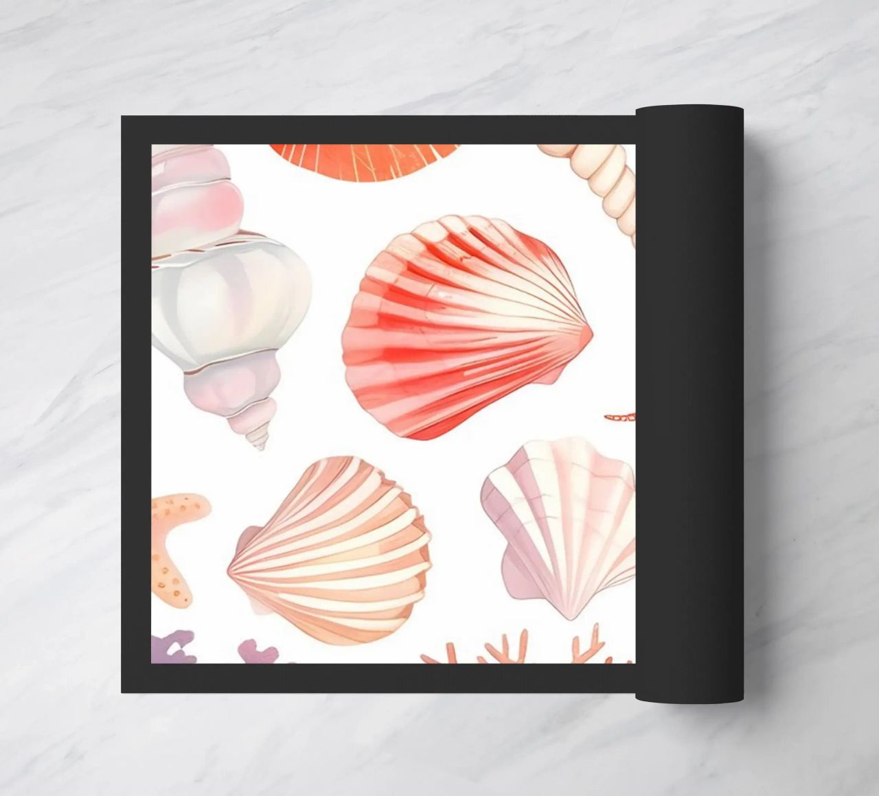 Nautical Seashell & Coral Pattern Print - Coastal Vibes doormat by ClubArt