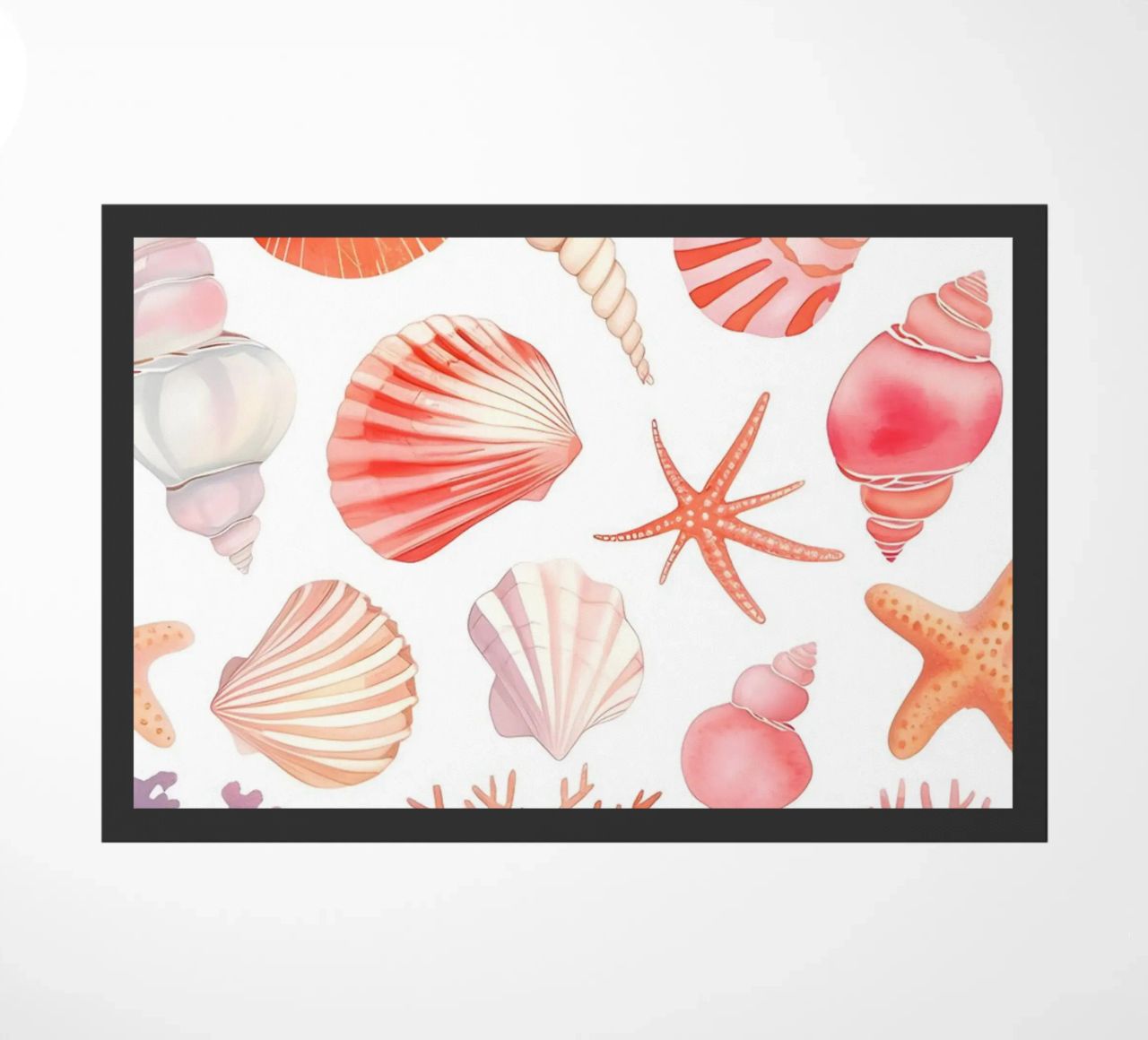 Nautical Seashell & Coral Pattern Print - Coastal Vibes doormat by ClubArt