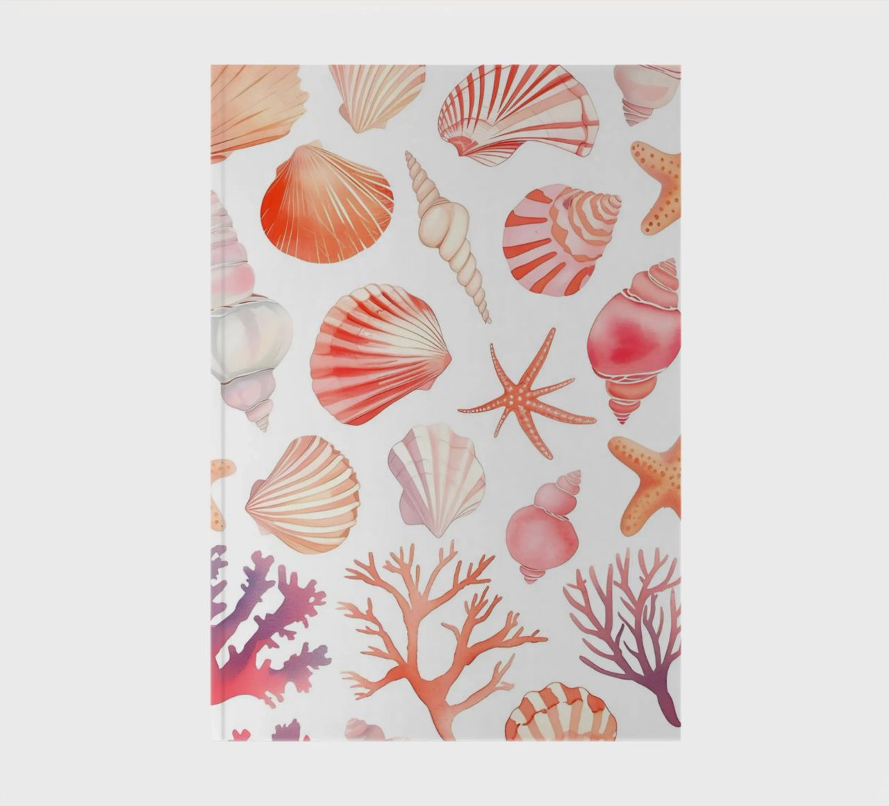 Nautical Seashell & Coral Pattern Print - Coastal Vibes notebook by ClubArt