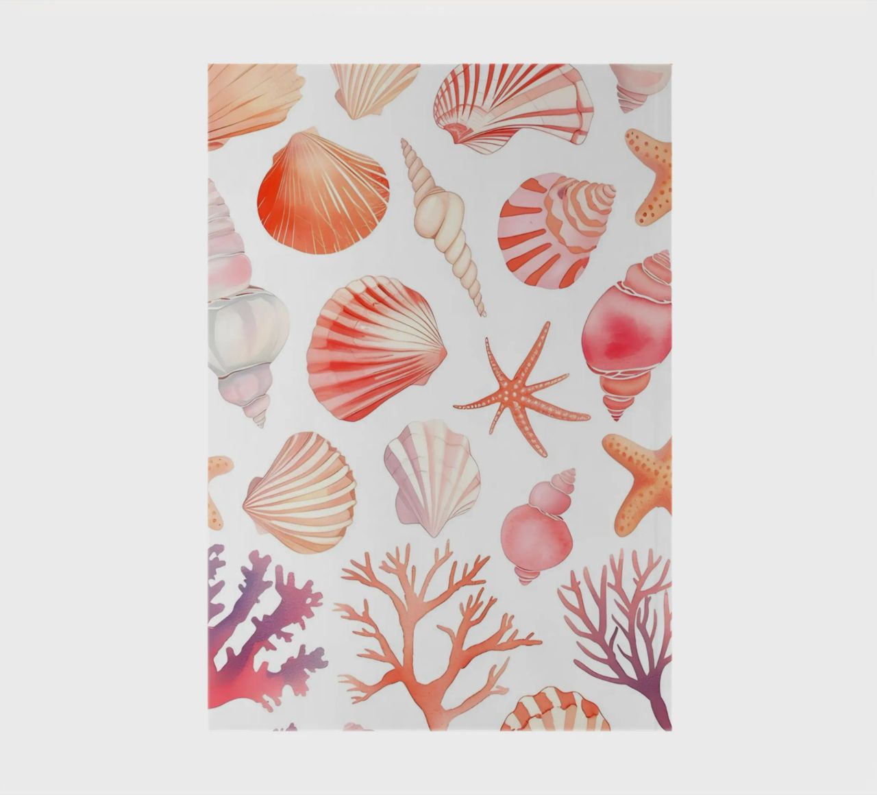 Nautical Seashell & Coral Pattern Print - Coastal Vibes notebook by ClubArt