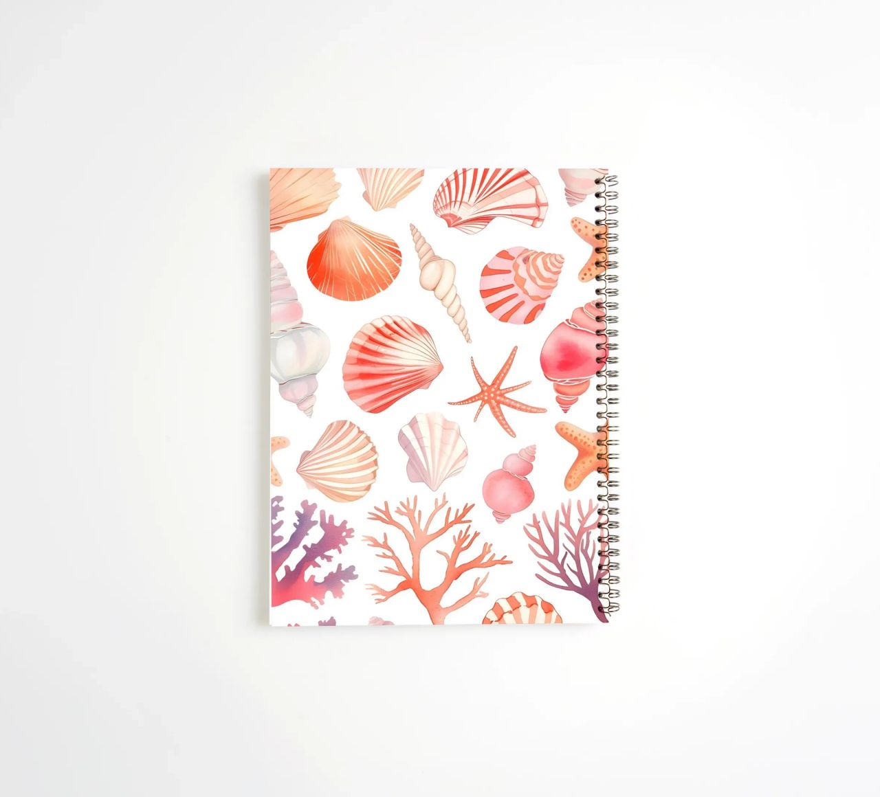Nautical Seashell & Coral Pattern Print - Coastal Vibes spiral notebook by ClubArt