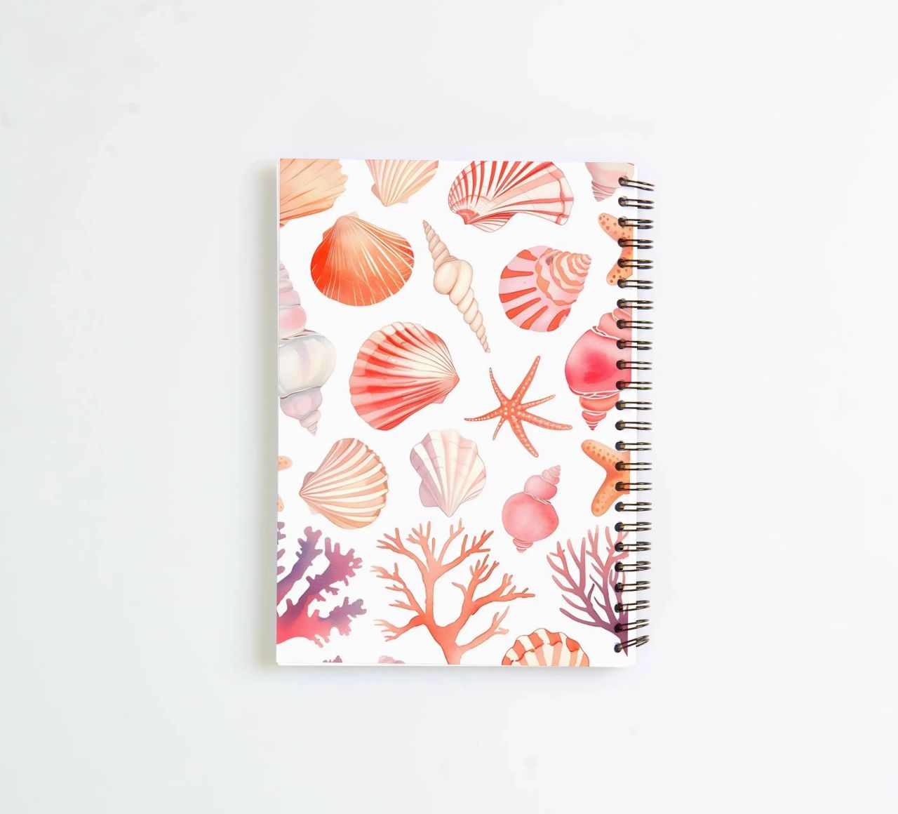 Nautical Seashell & Coral Pattern Print - Coastal Vibes spiral notebook by ClubArt