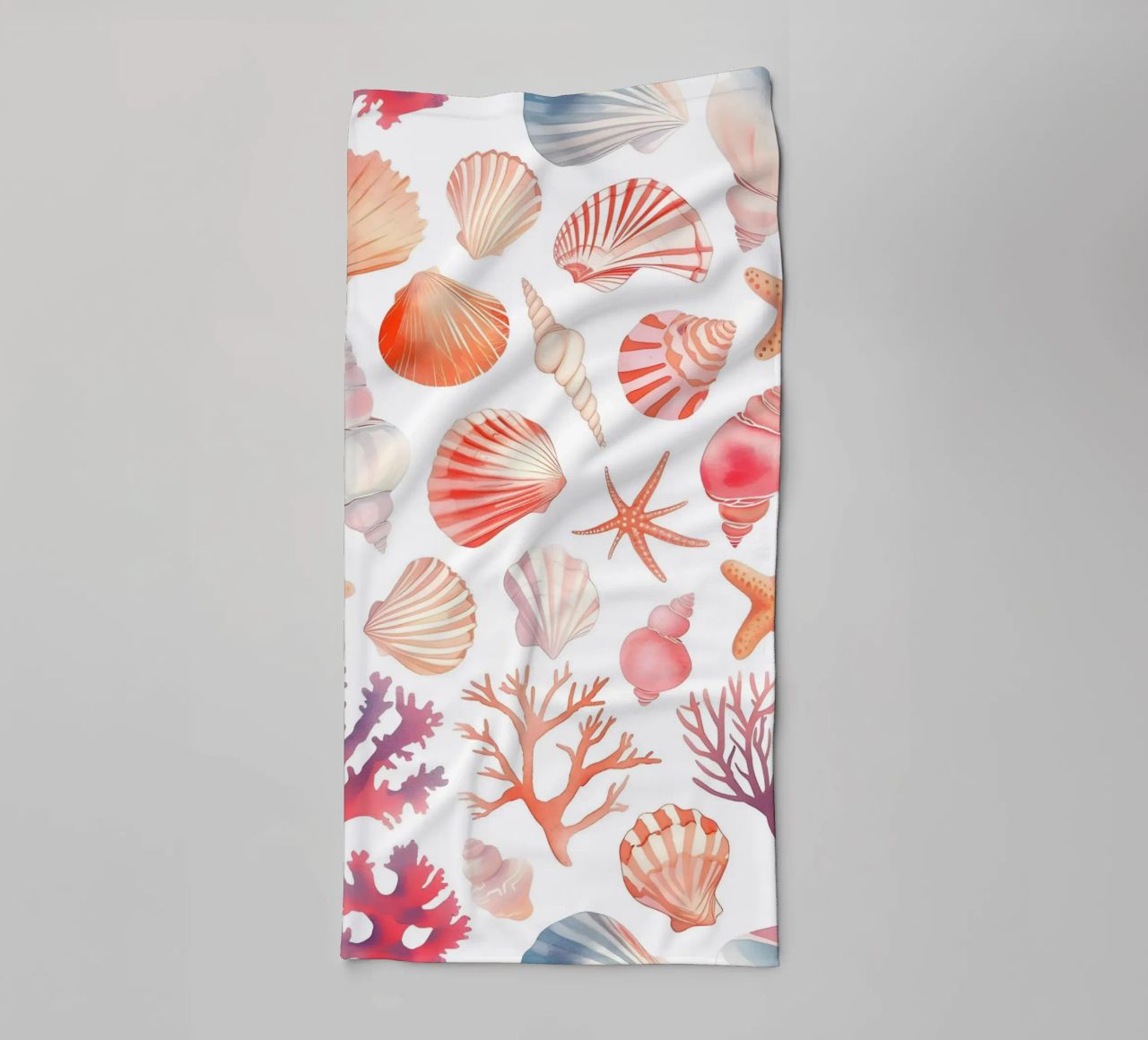 Nautical Seashell & Coral Pattern Print - Coastal Vibes towel by ClubArt