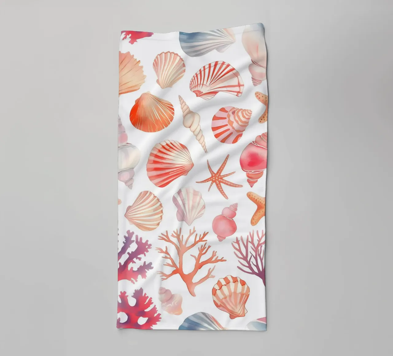 Nautical Seashell & Coral Pattern Print - Coastal Vibes towel by ClubArt