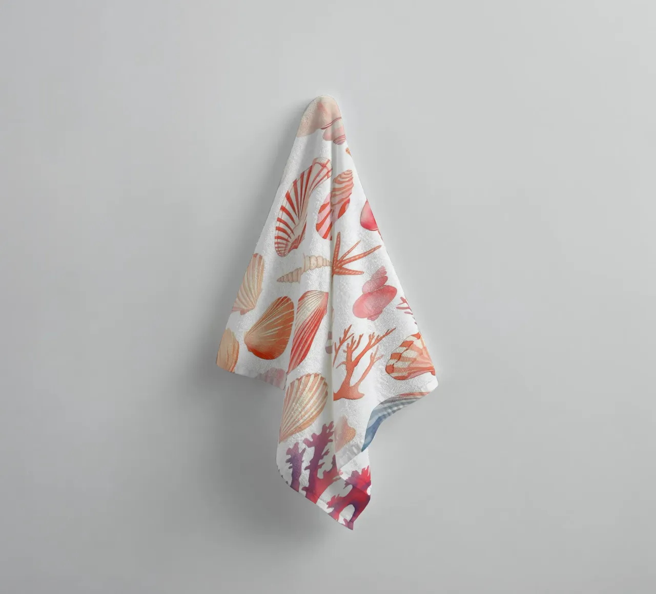 Nautical Seashell & Coral Pattern Print - Coastal Vibes towel by ClubArt