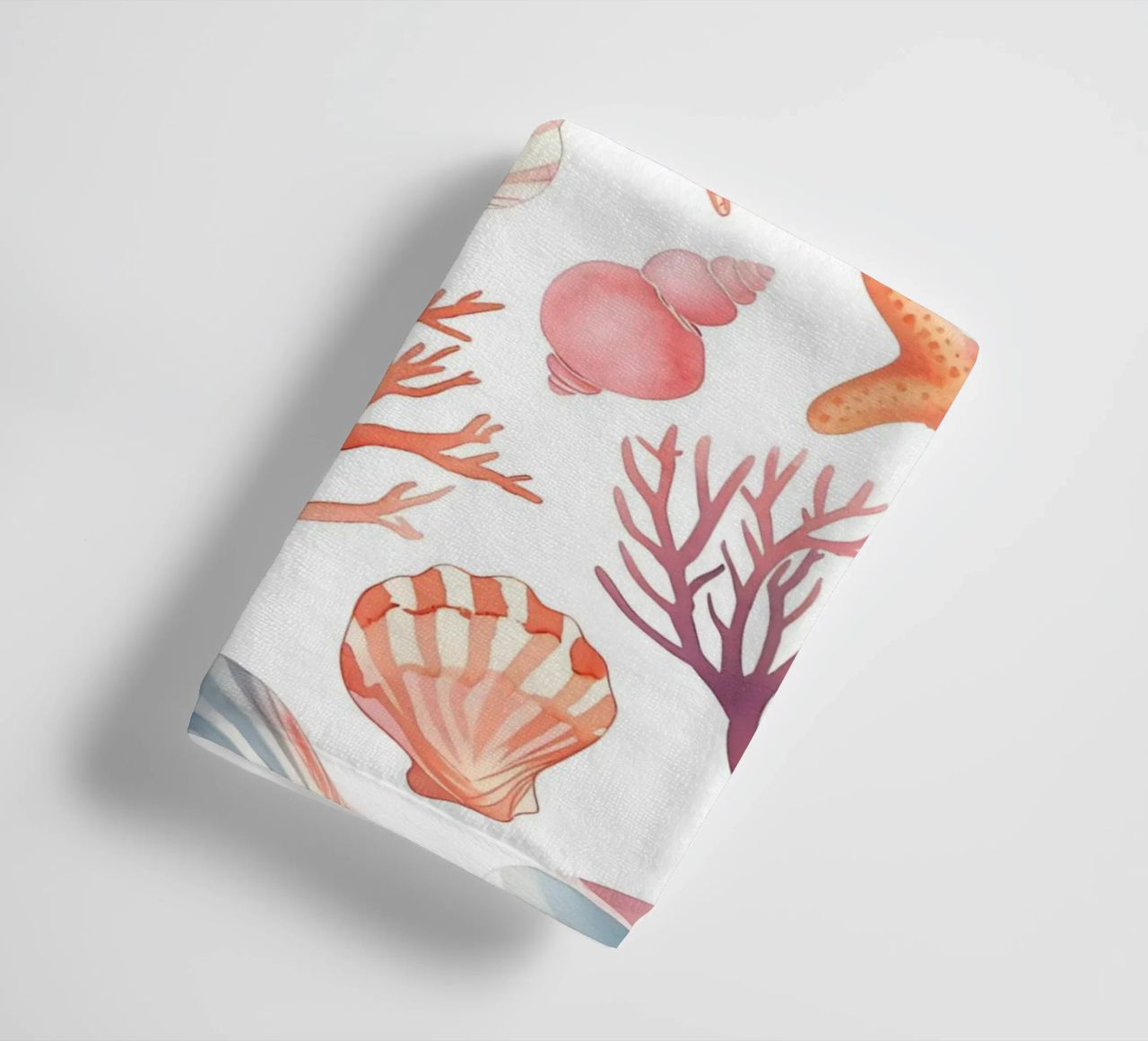 Nautical Seashell & Coral Pattern Print - Coastal Vibes towel by ClubArt