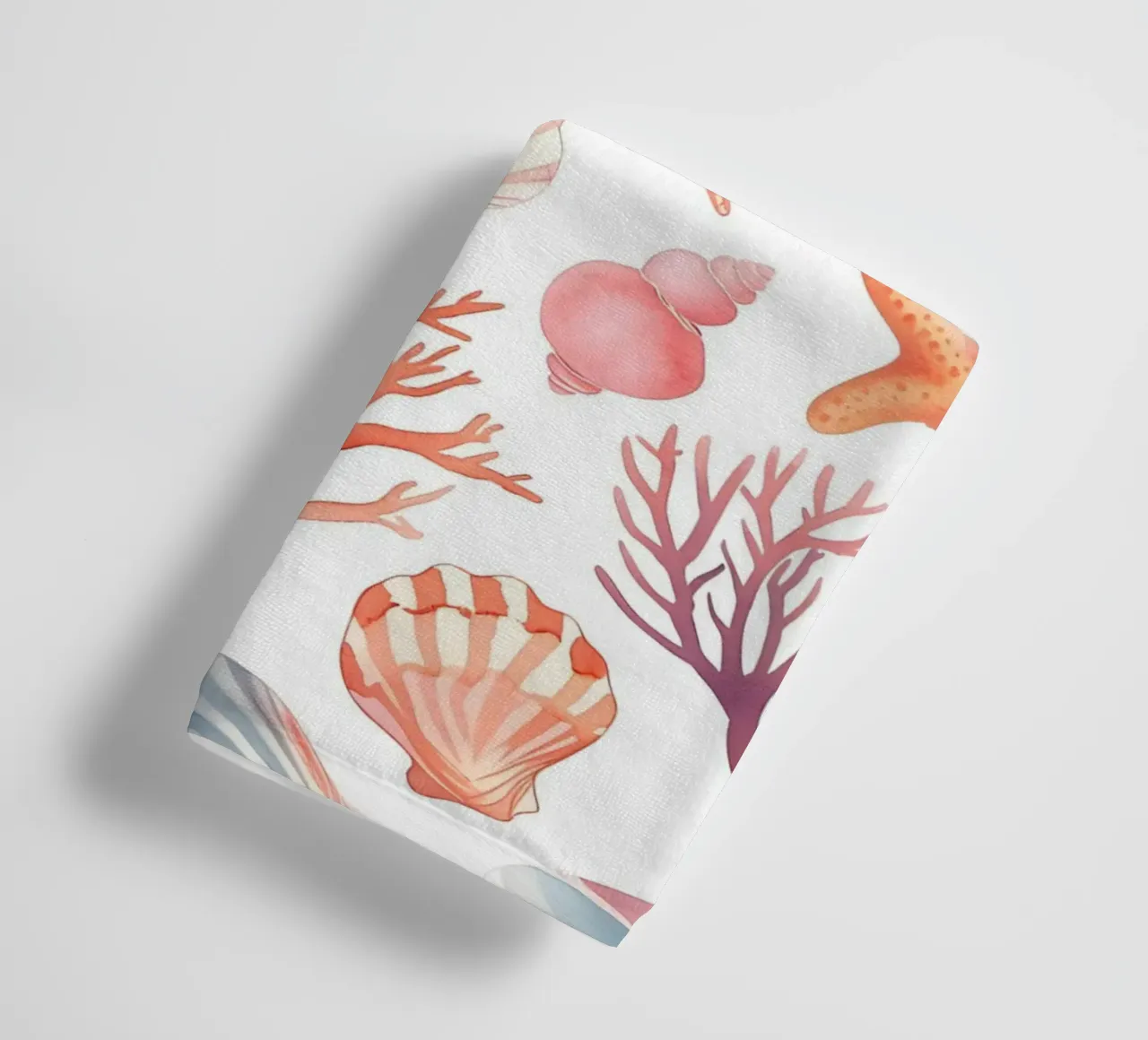 Nautical Seashell & Coral Pattern Print - Coastal Vibes towel by ClubArt