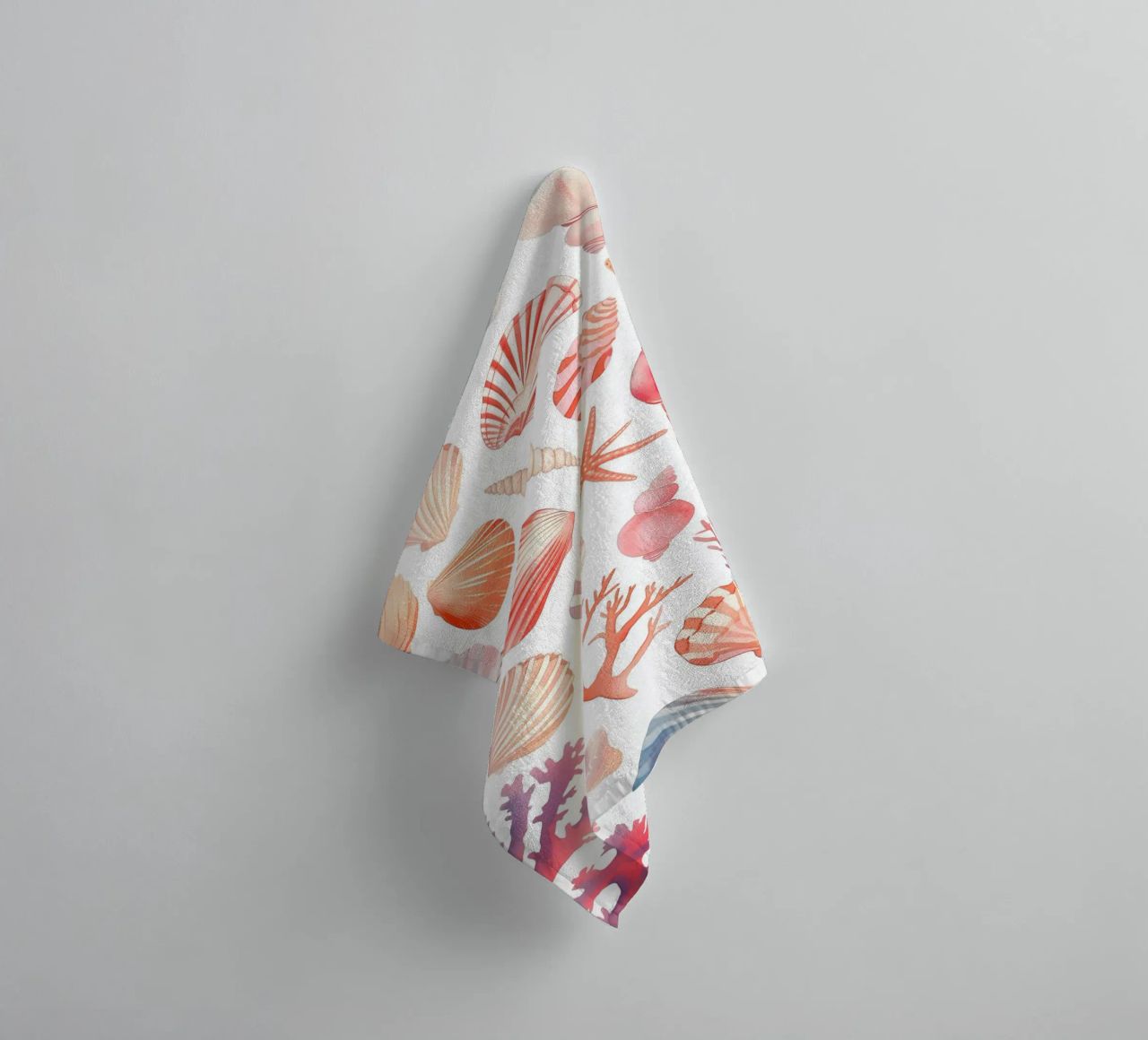 Nautical Seashell & Coral Pattern Print - Coastal Vibes towel by ClubArt