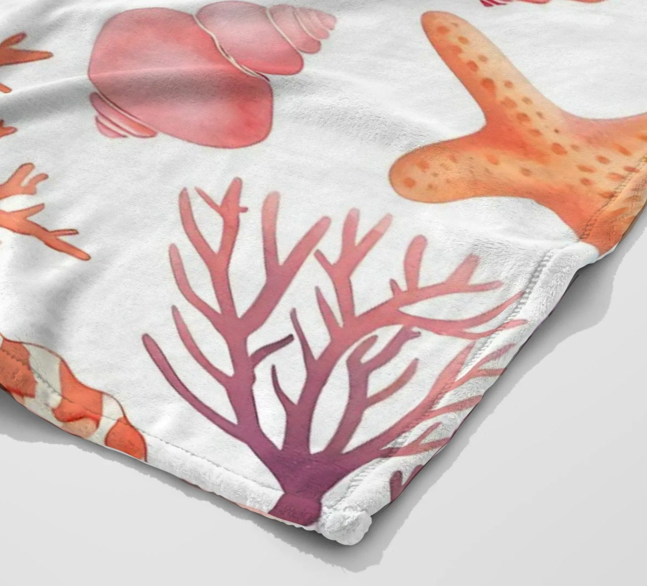 Nautical Seashell & Coral Pattern Print - Coastal Vibes fleece blanket by ClubArt