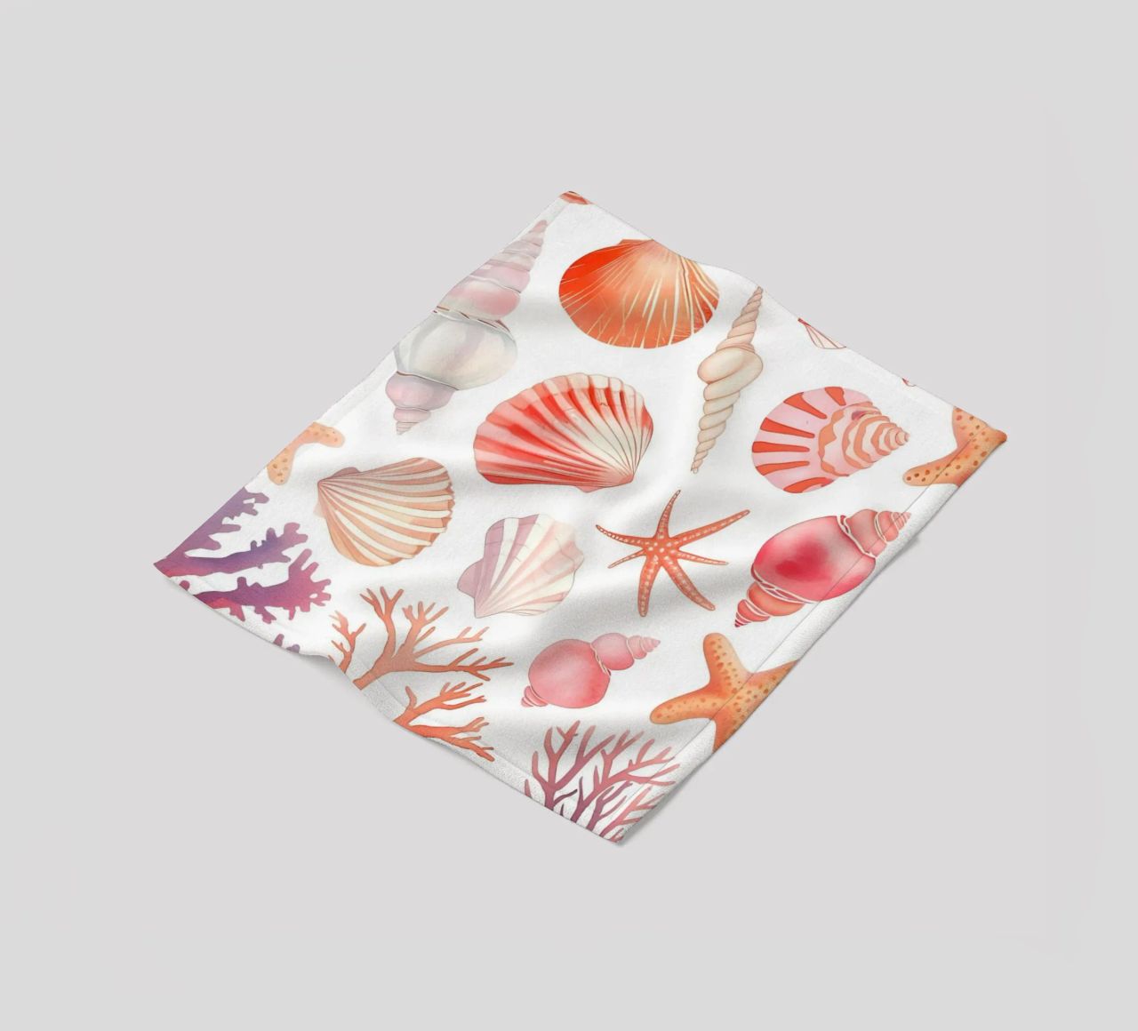 Nautical Seashell & Coral Pattern Print - Coastal Vibes fleece blanket by ClubArt