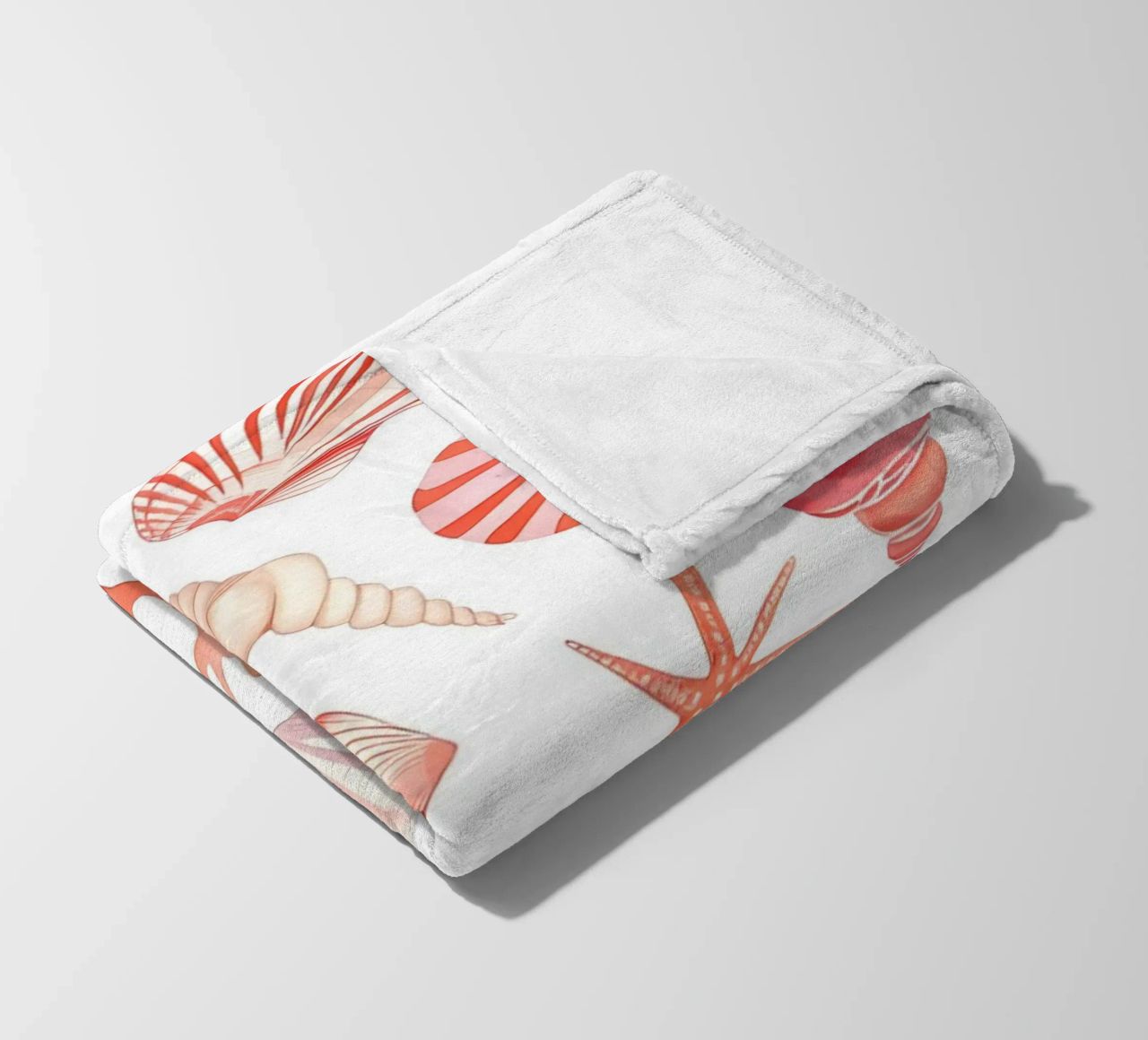 Nautical Seashell & Coral Pattern Print - Coastal Vibes fleece blanket by ClubArt