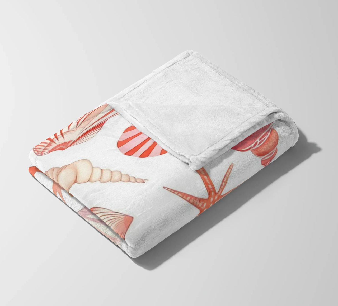 Nautical Seashell & Coral Pattern Print - Coastal Vibes fleece blanket by ClubArt