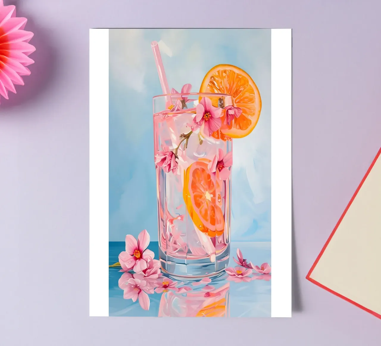 Chun Yu Guan Zitrusblüten Getränk Kunstdruck - Erfrischend Stickerbogen von ClubArt