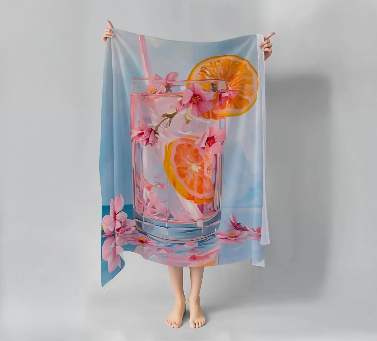 Chun Yu Guan Citrus Blossom Drink Art Print - Refreshing beach towel by ClubArt