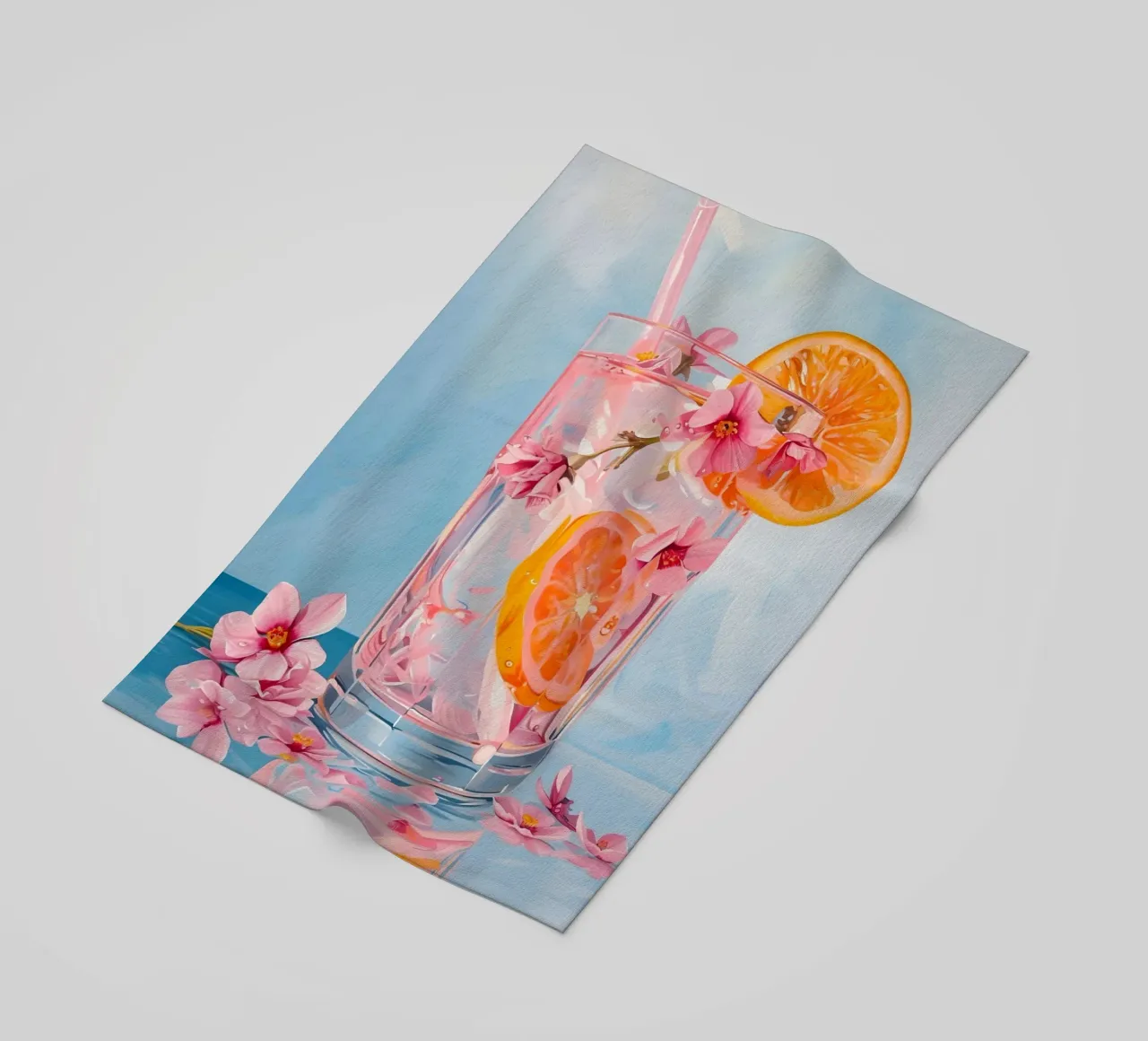 Chun Yu Guan Citrus Blossom Drink Art Print - Refreshing beach towel by ClubArt