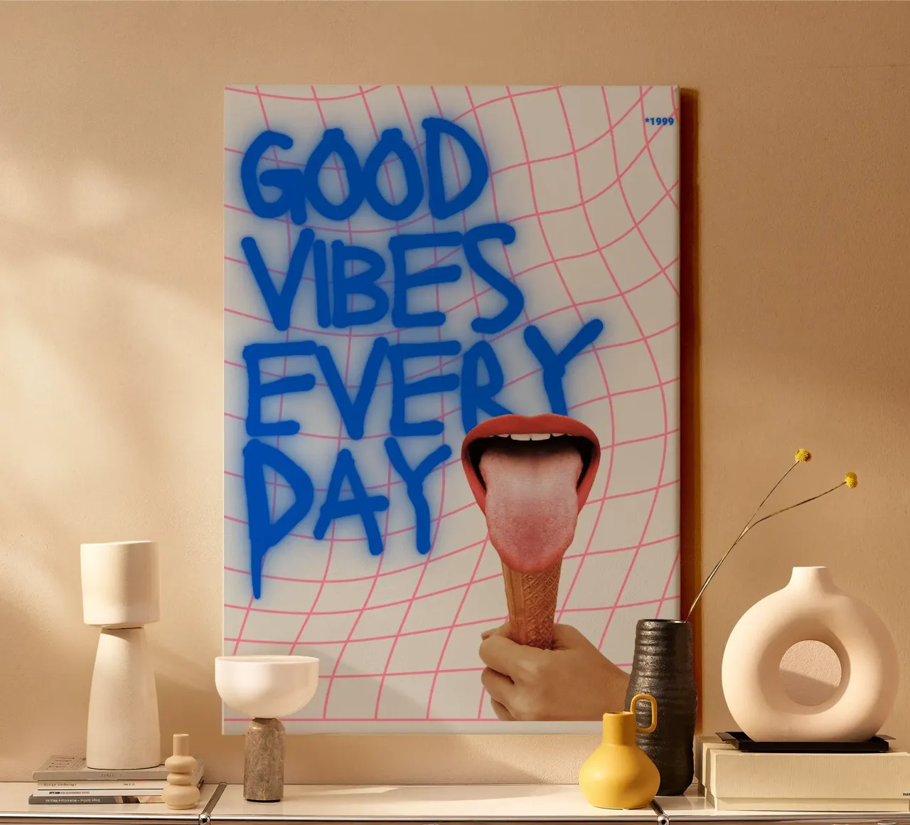 GOOD VIBES EVERY DAY tela con Cornice a cassetta da Einfach Uebel