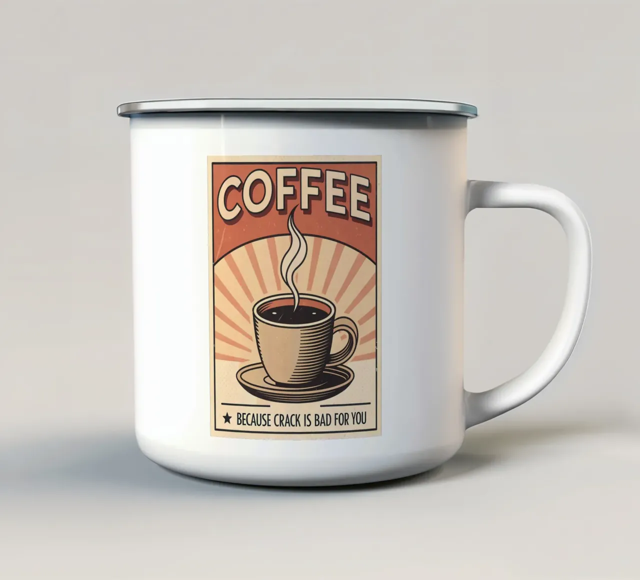 Divertente design retrò del caffè tazza in smalto da Jester Krew Art