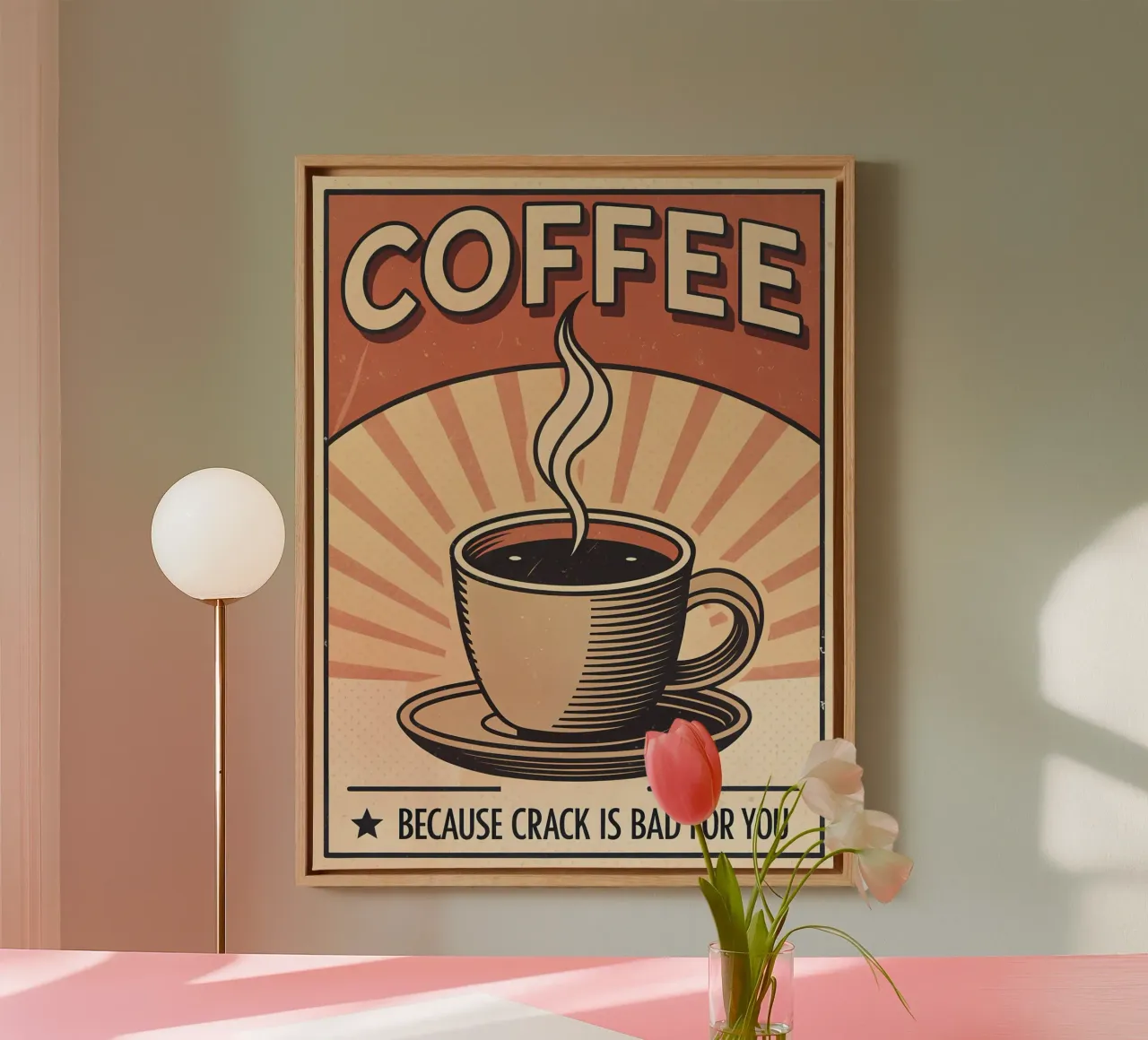Grappig Retro Koffie Verslaafde Ontwerp canvas met Baklijst van Jester Krew Art