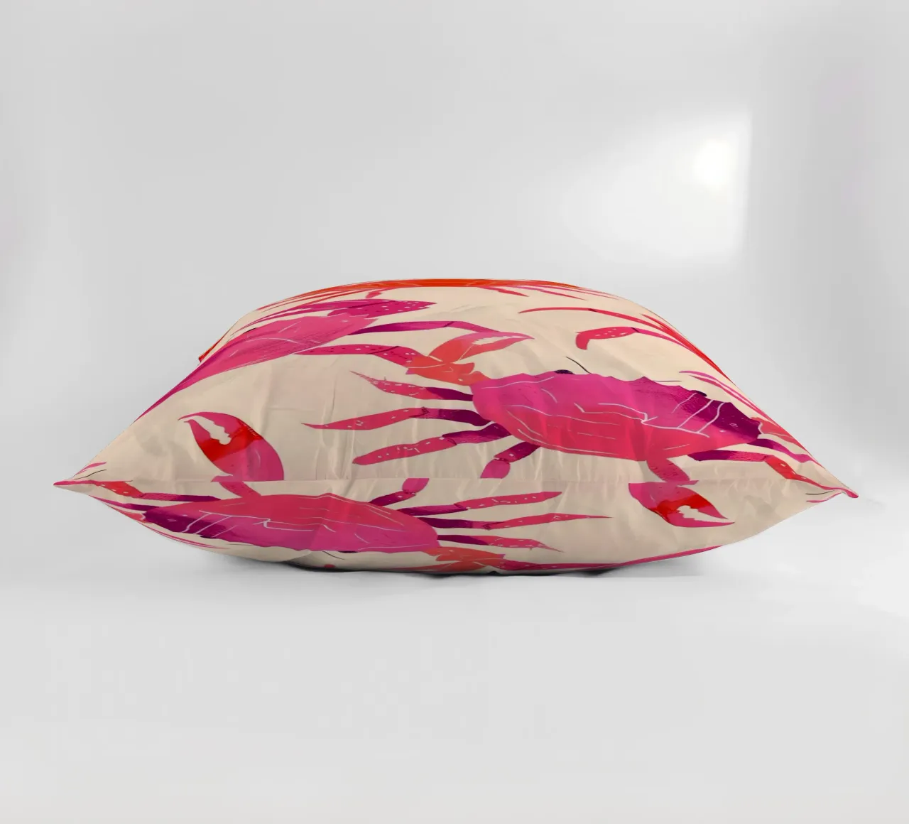 Pink & Orange Crab Pattern Art Print - Coastal Pop decorative cushion by ClubArt