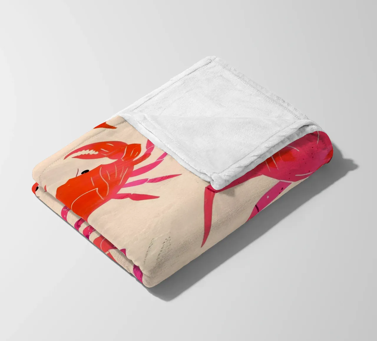 Pink & Orange Crab Pattern Art Print - Coastal Pop fleece blanket by ClubArt