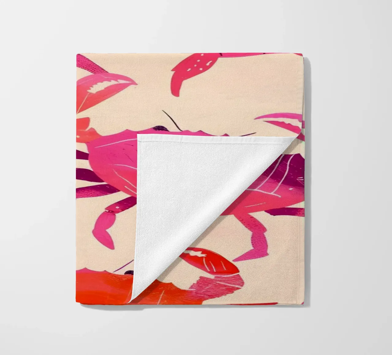 Pink & Orange Crab Pattern Art Print - Coastal Pop beach towel by ClubArt