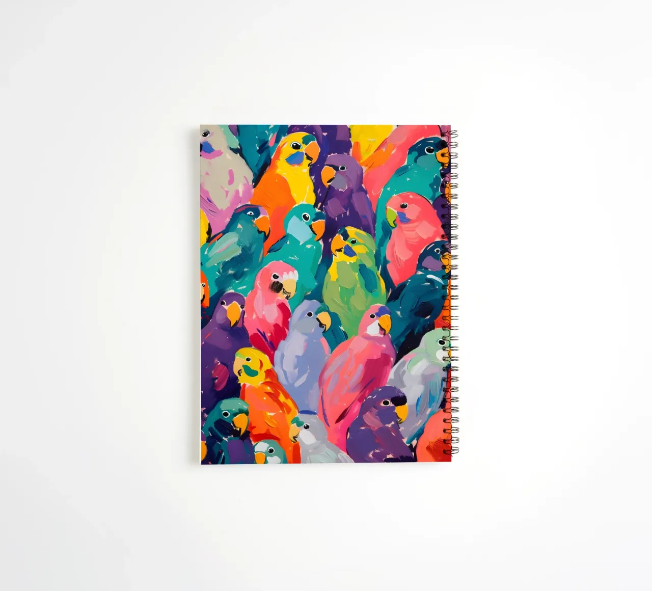 Vibrant Parrot Pop Art Pattern - Tropical Bird Flock spiral notebook by ClubArt