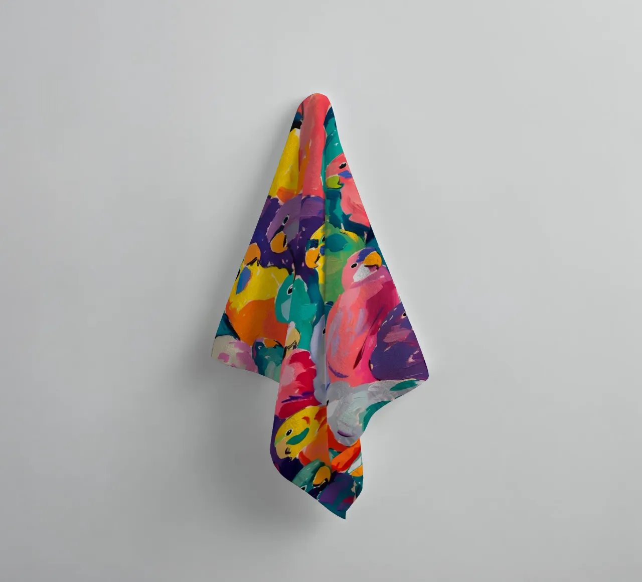 Vibrant Parrot Pop Art Pattern - Tropical Bird Flock towel by ClubArt