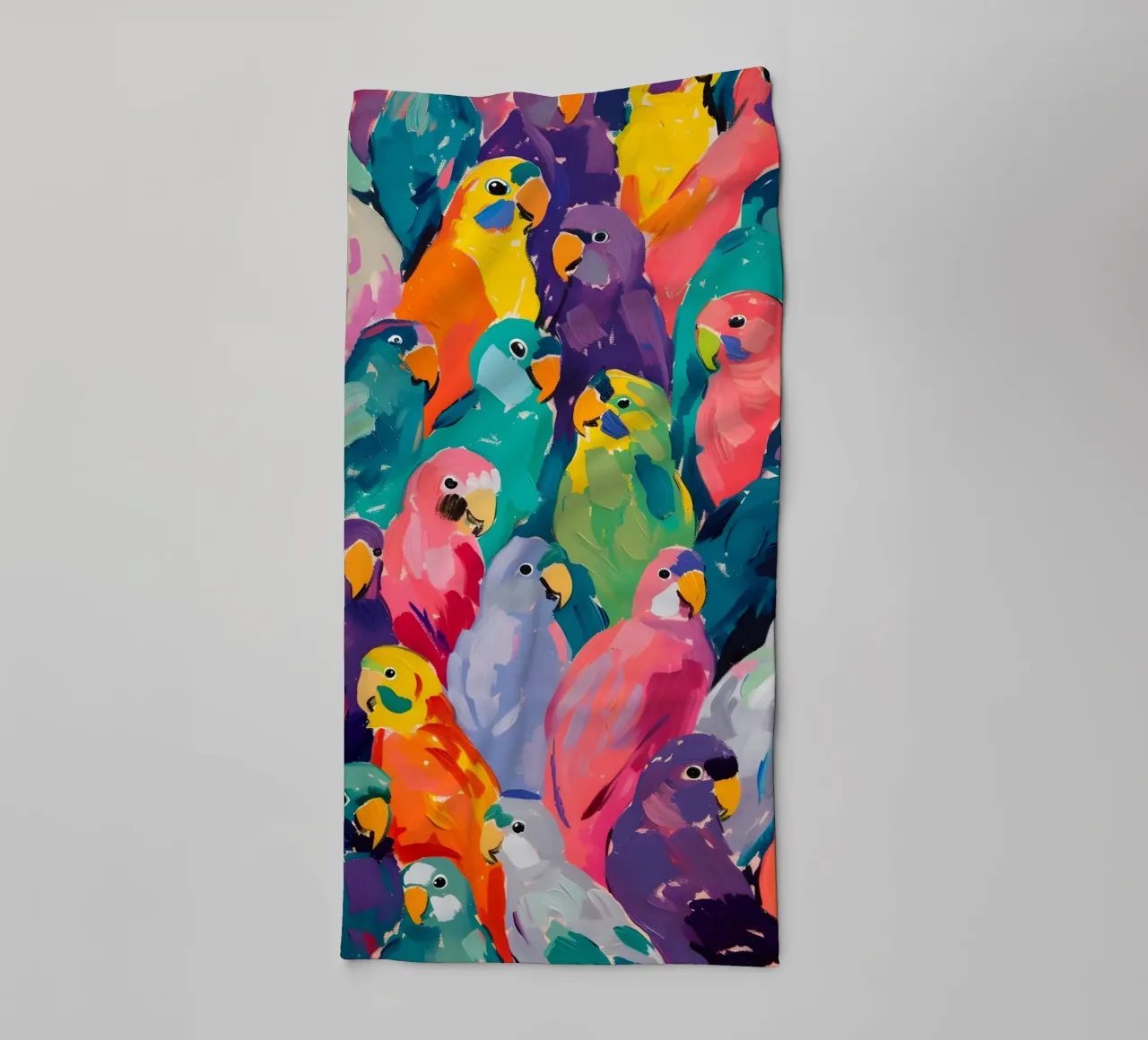 Vibrant Parrot Pop Art Pattern - Tropical Bird Flock towel by ClubArt