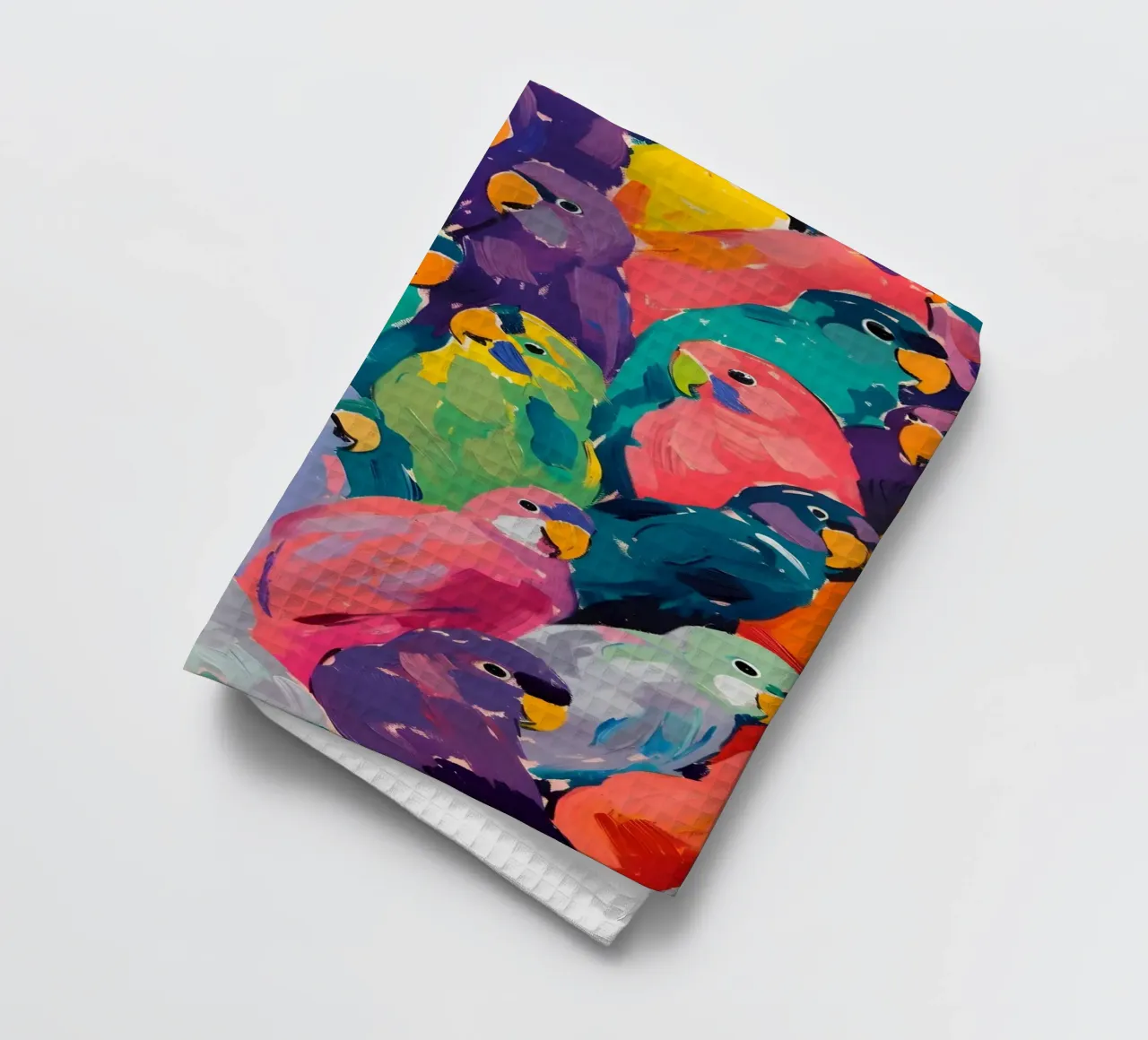 Motif Pop Art de perroquets - Troupeau d'oiseaux tropicaux torchon de ClubArt