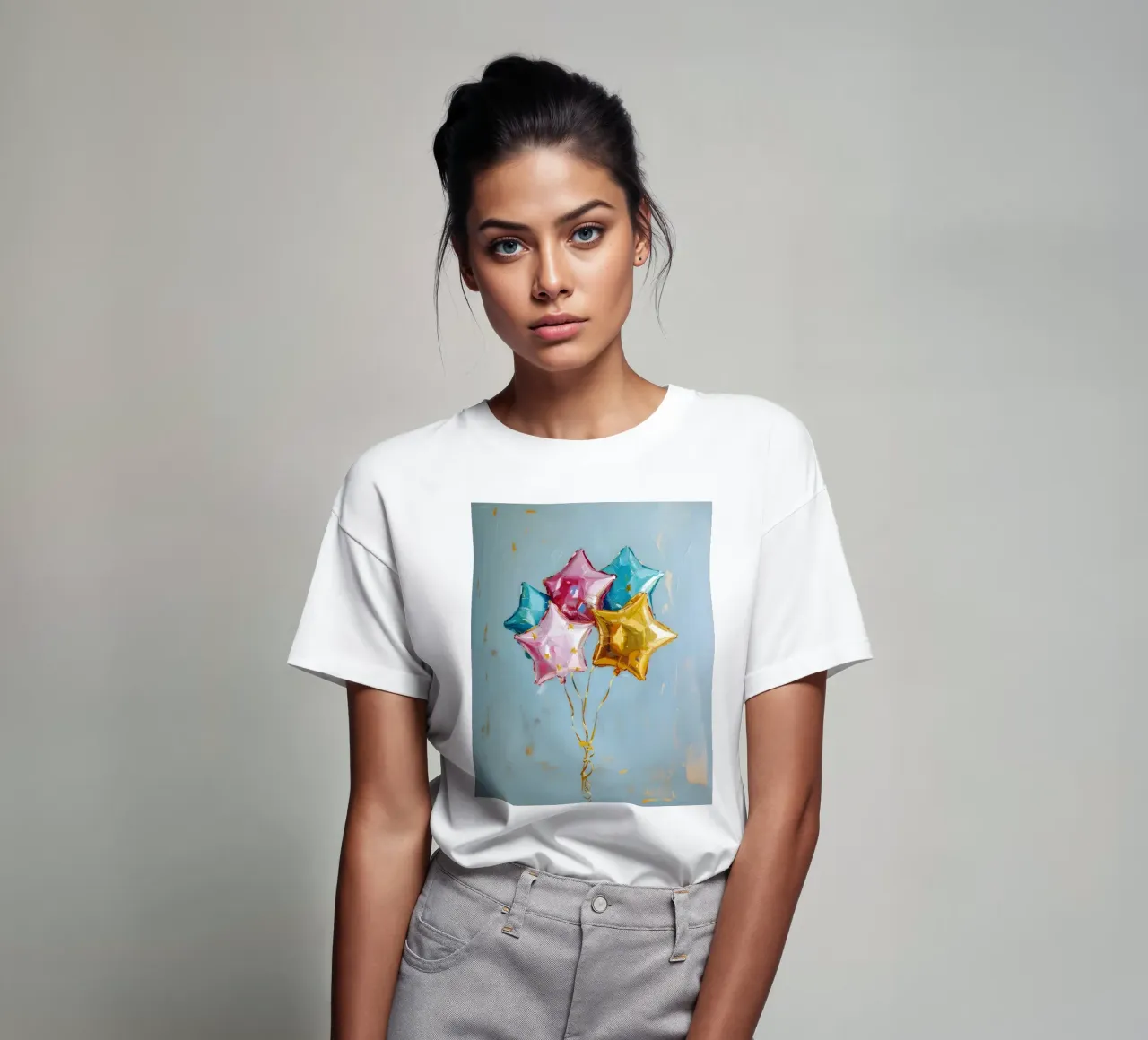 Star Balloon Cluster Art Print - Celebration Vibes t-shirt by ClubArt