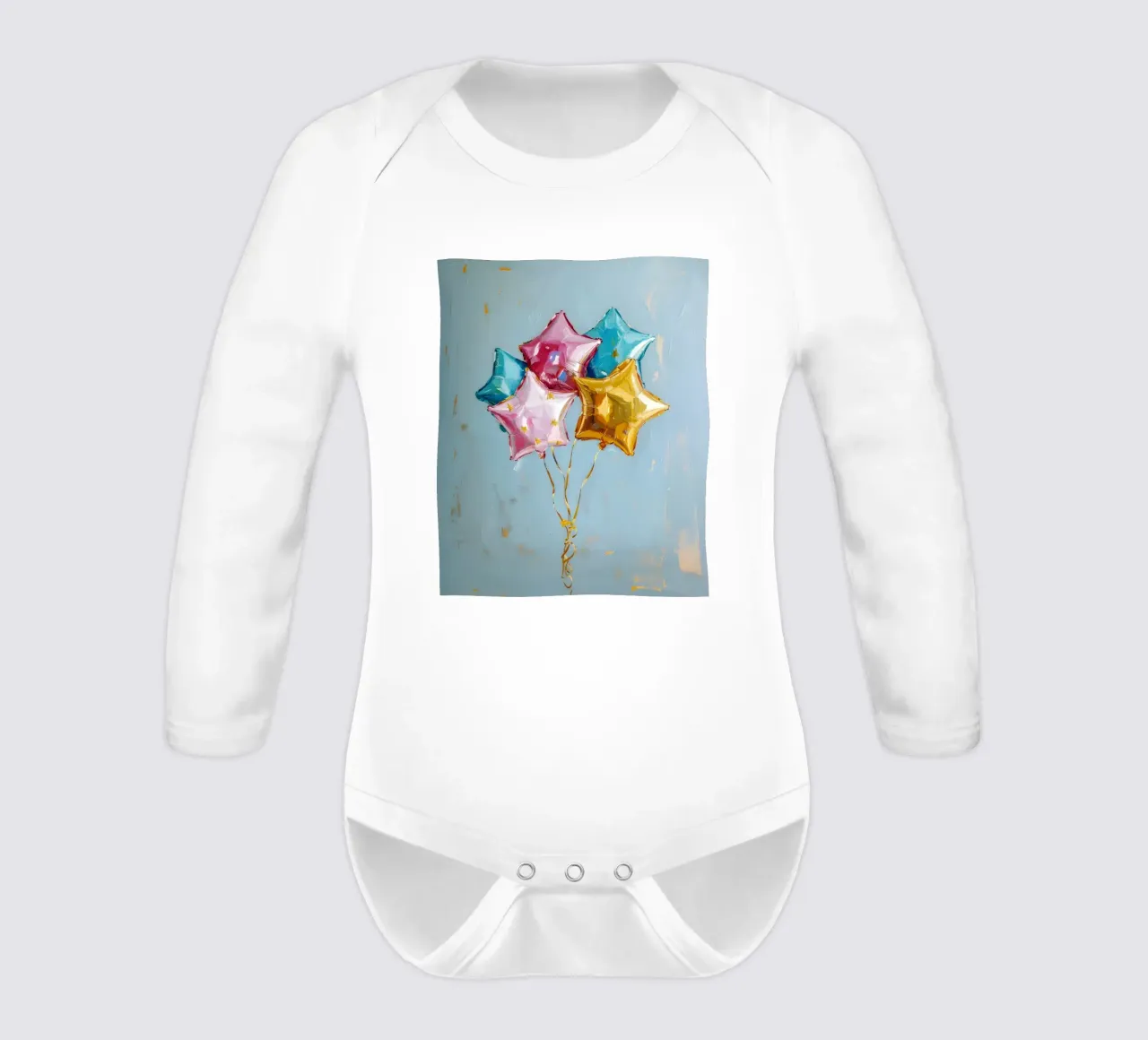 Star Balloon Cluster Kunstdruck - Celebration Vibes Langarm Babybody von ClubArt