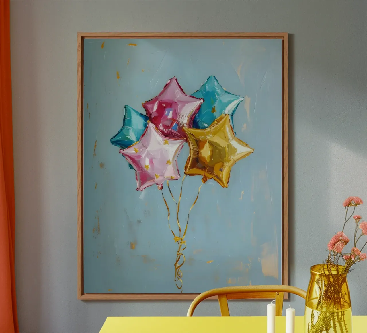 Star Balloon Cluster Art Print - Celebration Vibes alu-dibond by ClubArt