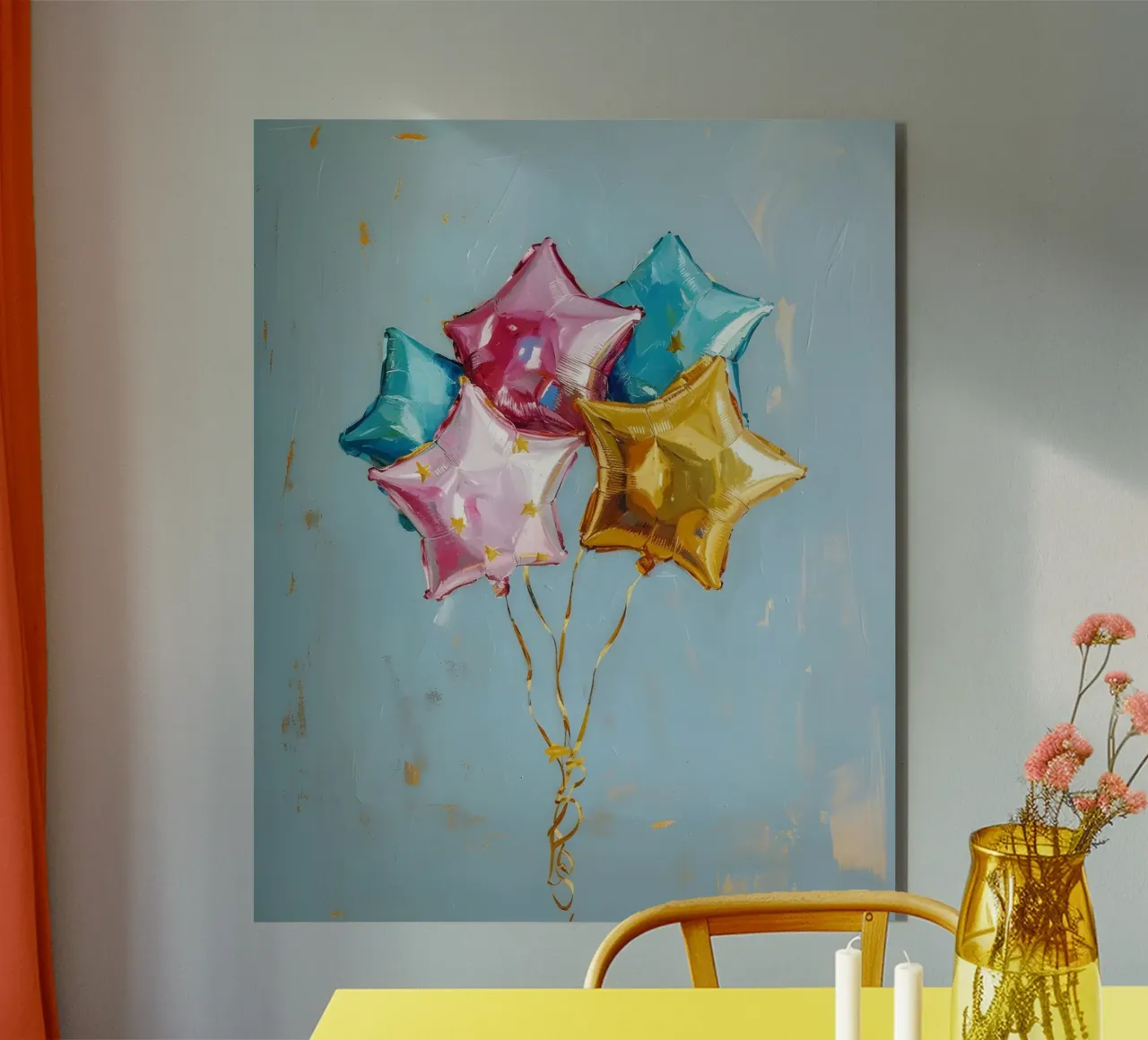Star Balloon Cluster Art Print - Celebration Vibes alu-dibond by ClubArt