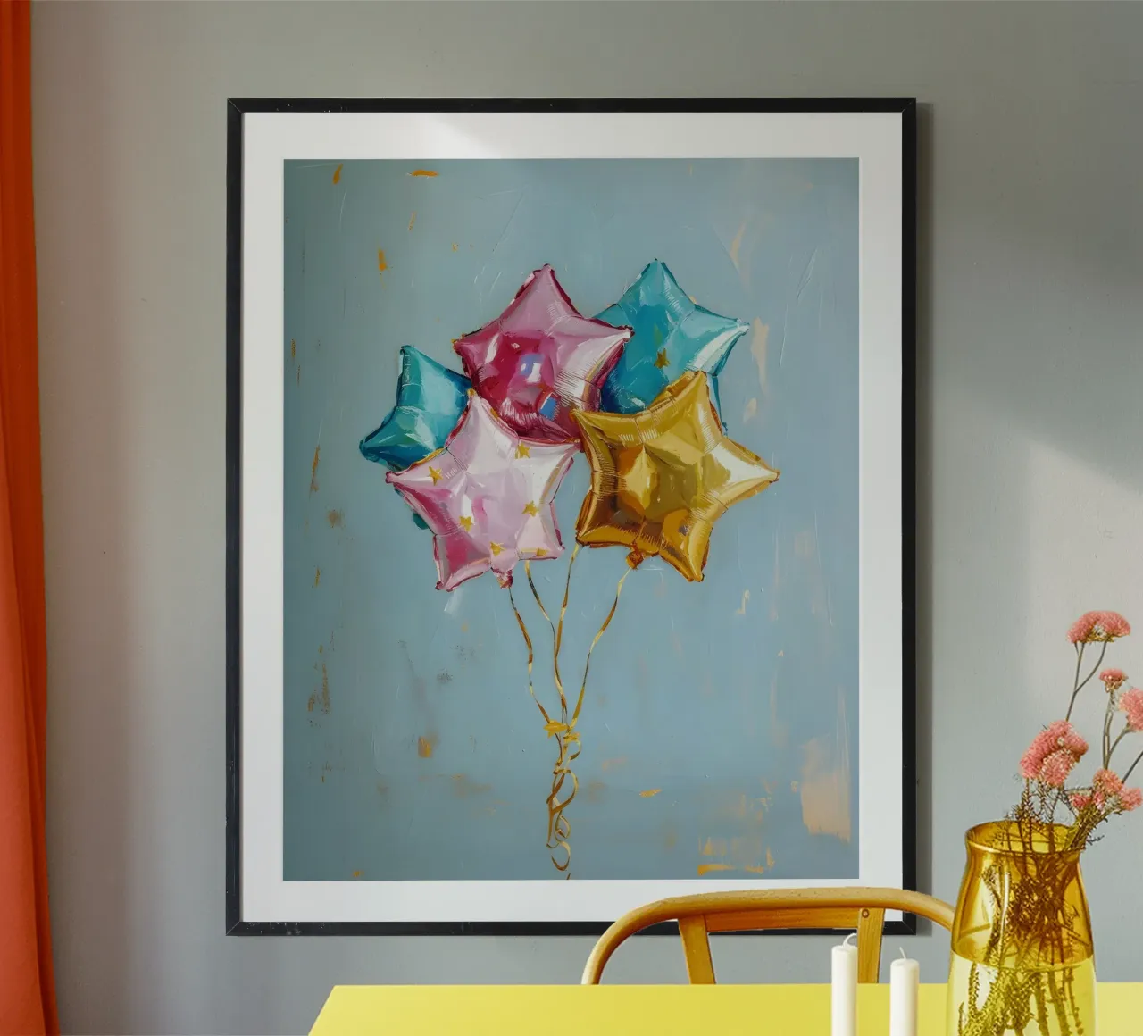 Ster ballon cluster kunstdruk - Celebration Vibes hahnemühle van ClubArt