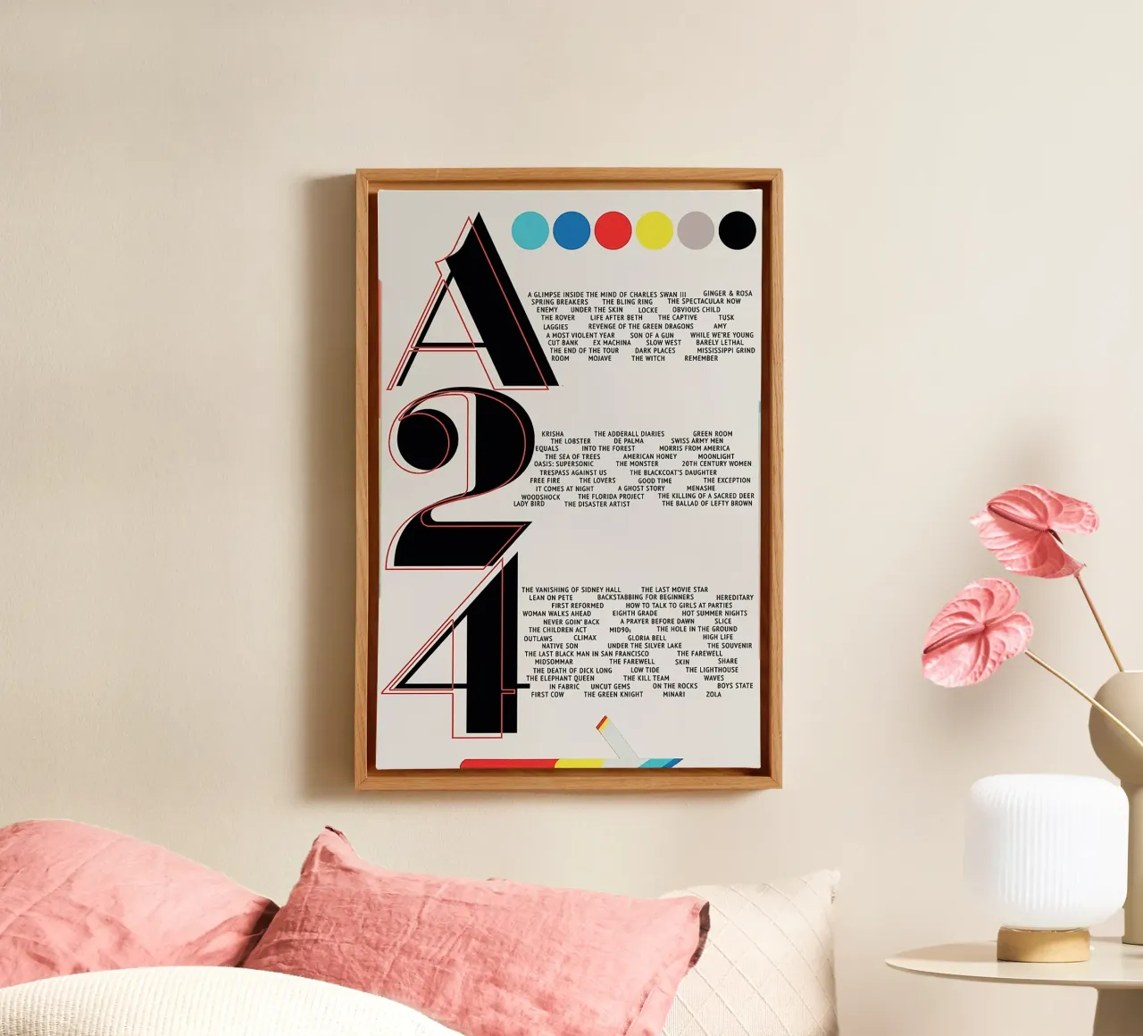 A24 Films Typography canvas met Baklijst van Attaboy Dsgn