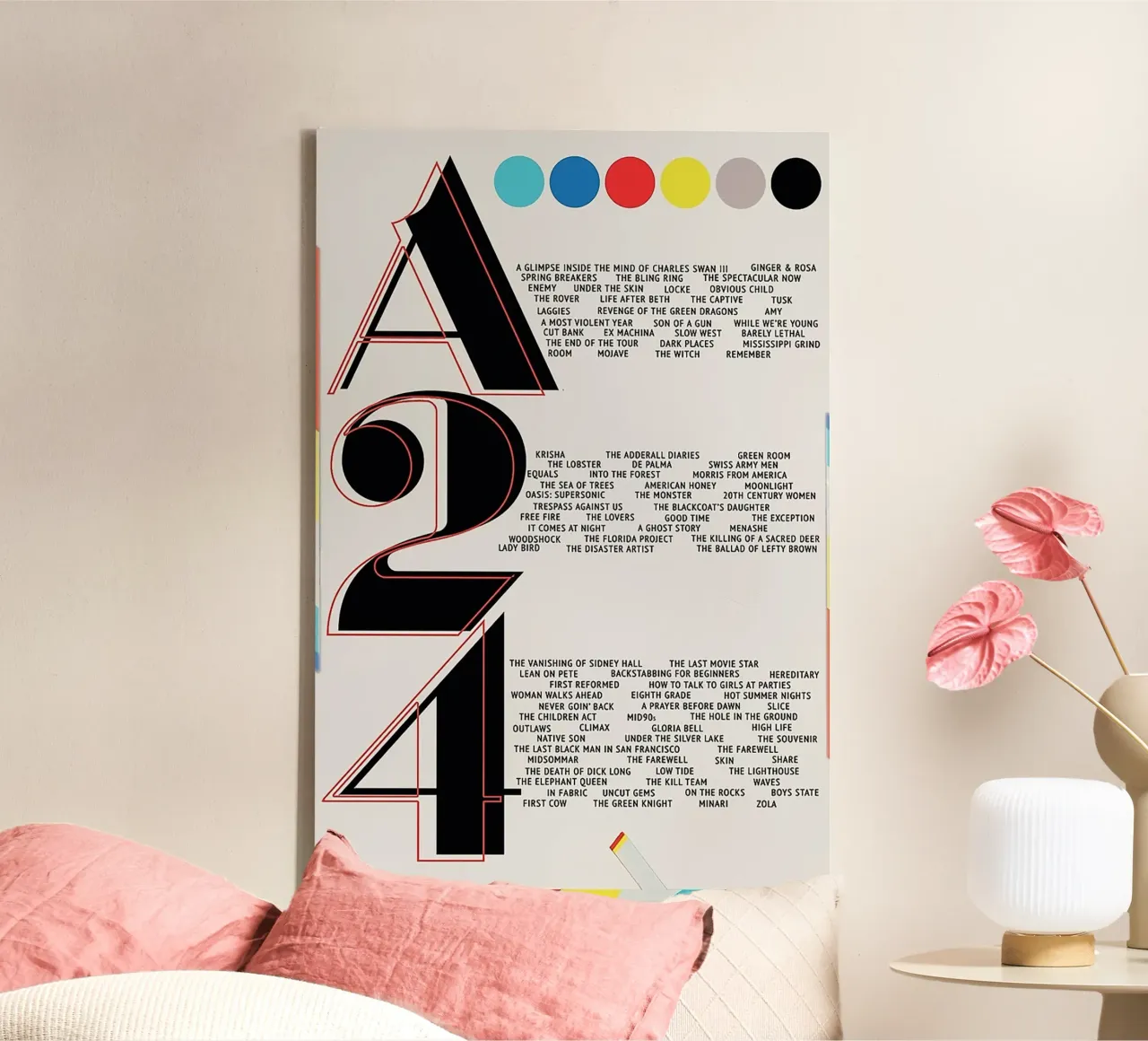 A24 Films Typography canvas met Baklijst van Attaboy Dsgn