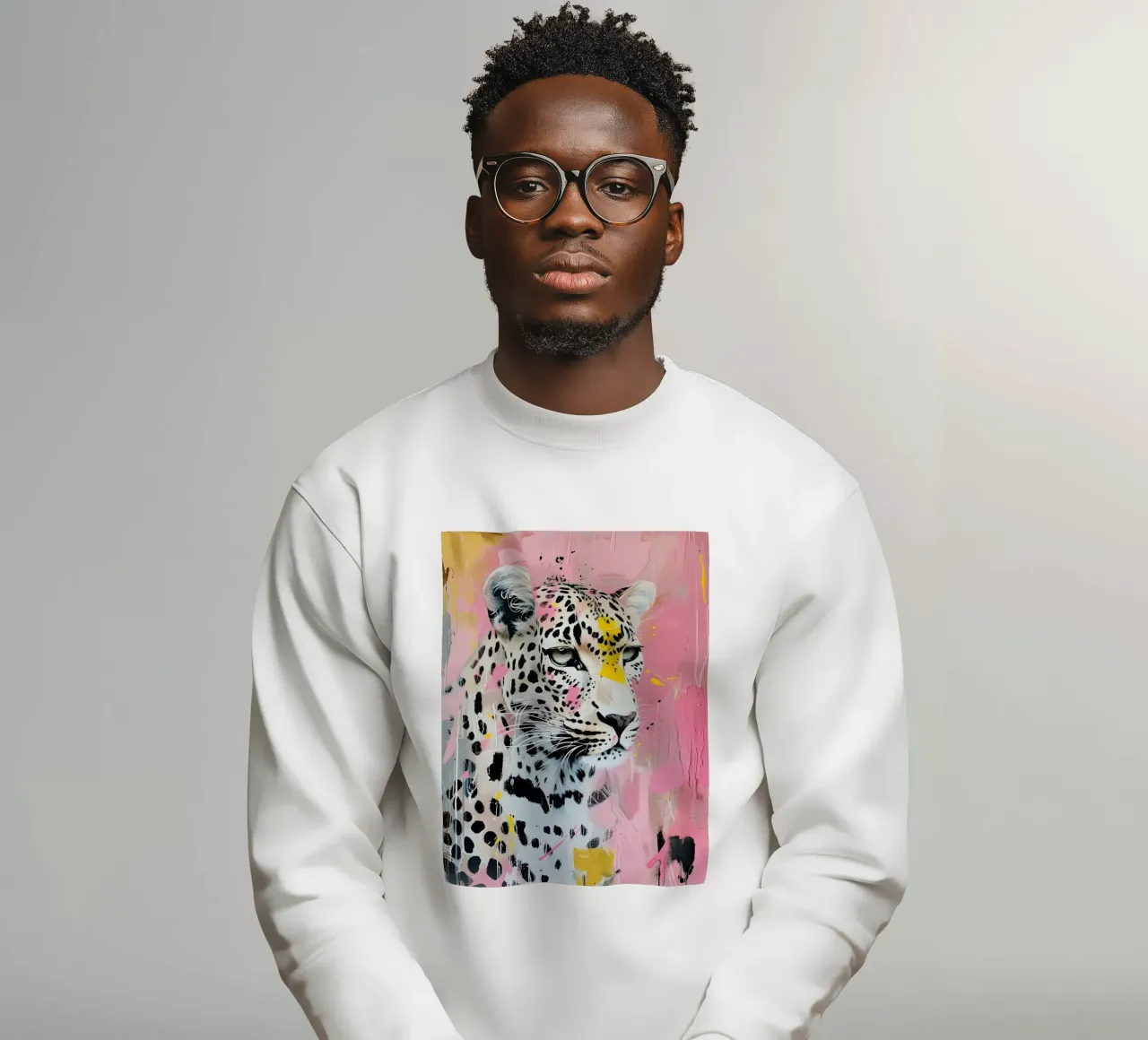 Stampa pop art leopardata vivace - Splatter rosa e giallo felpa da ClubArt