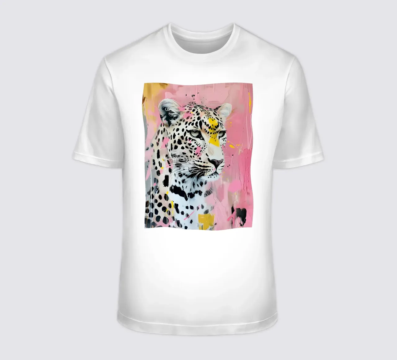 Stampa pop art leopardata vivace - Splatter rosa e giallo t-shirt da ClubArt
