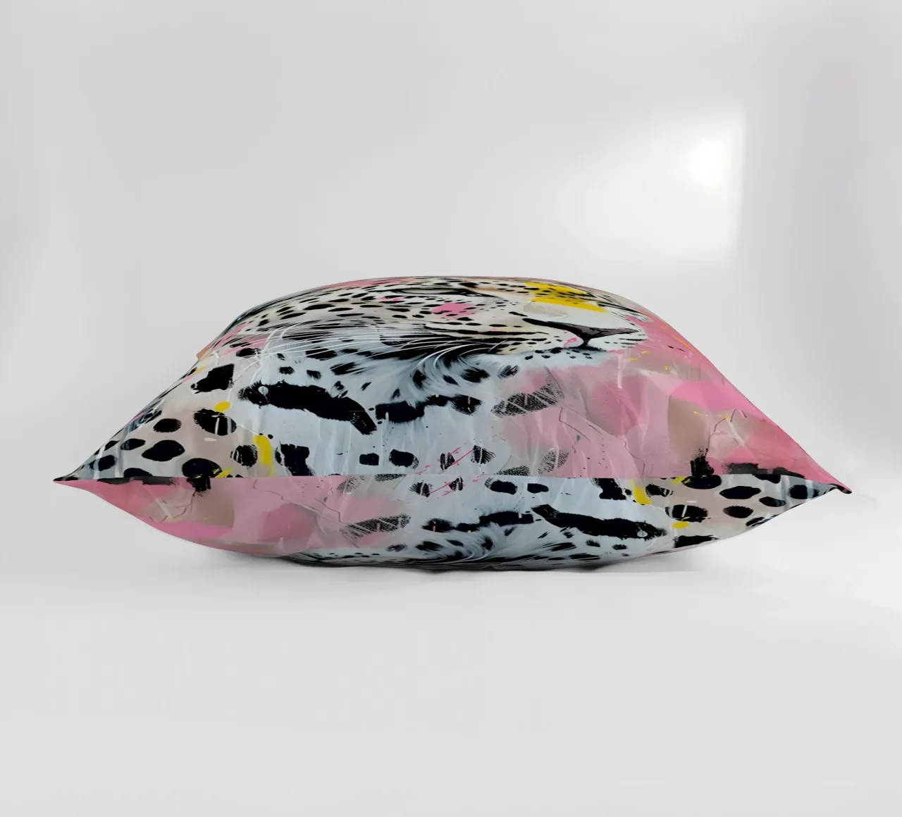 Stampa pop art leopardata vivace - Splatter rosa e giallo cuscino da ClubArt