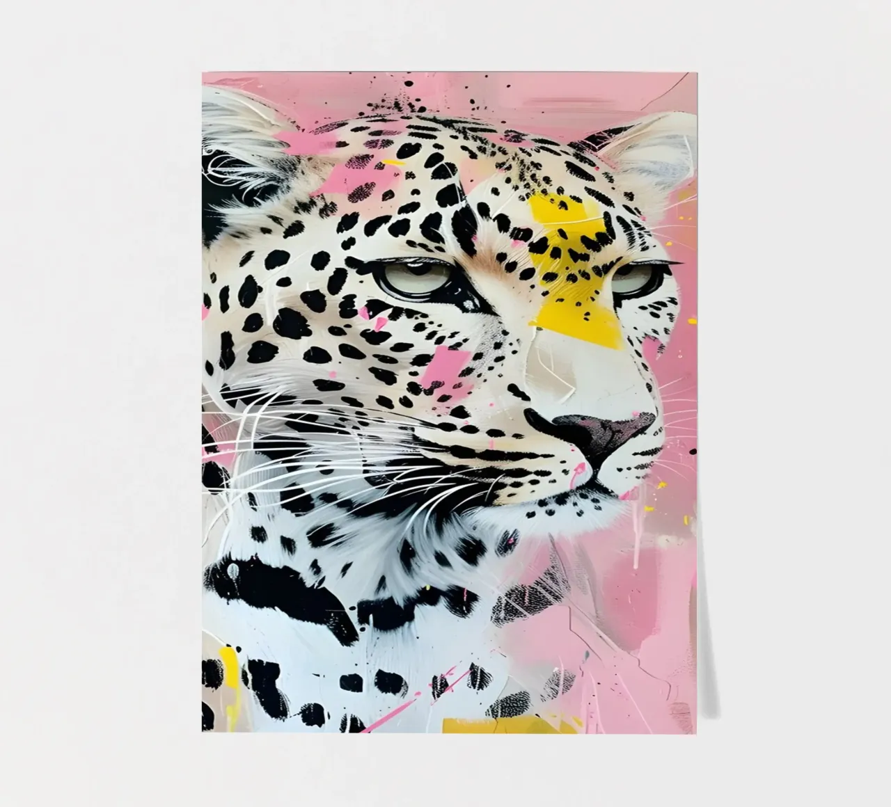 Vibrant Leopard Pop Art Print - Pink & Yellow Splatter sticker sheet by ClubArt