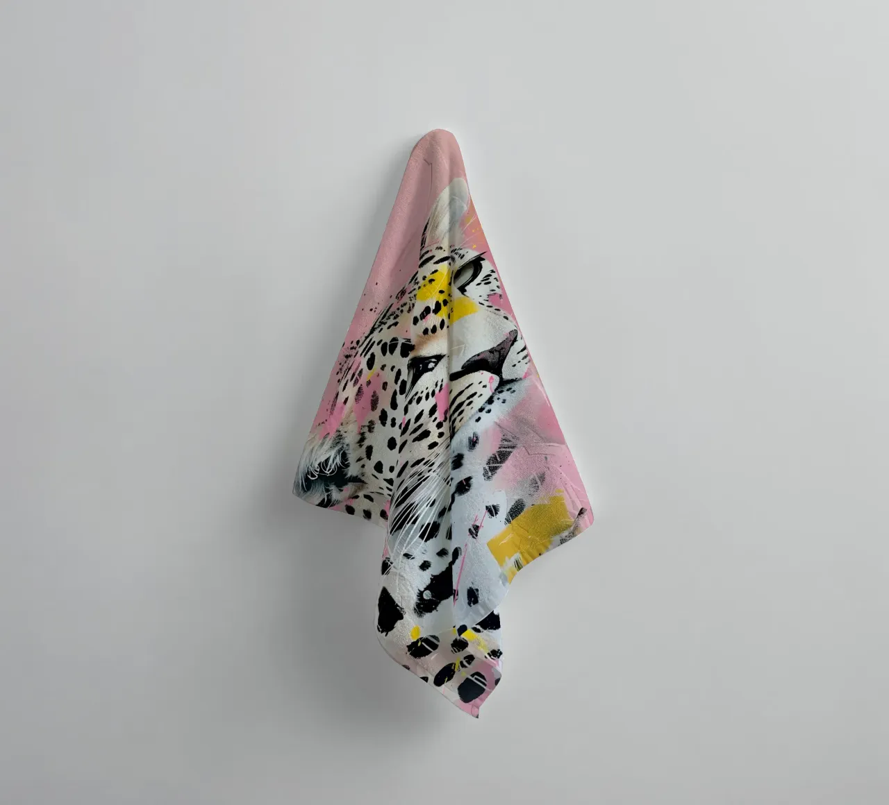 Vibrant Leopard Pop Art Print - Pink & Yellow Splatter towel by ClubArt