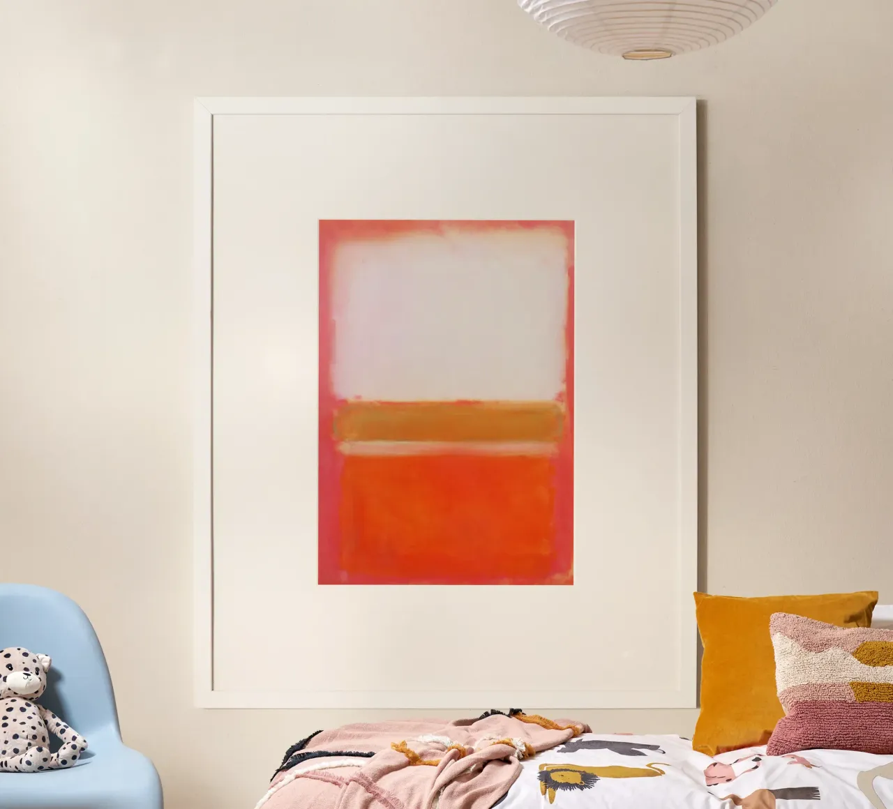 "Senza titolo (bianco, rosa e senape)" di Mark Rothko poster con telaio in legno da Classic Art Prints