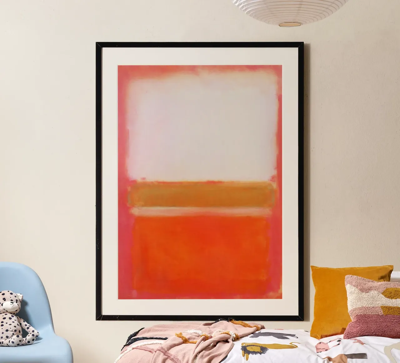 "Senza titolo (bianco, rosa e senape)" di Mark Rothko poster con telaio in legno da Classic Art Prints