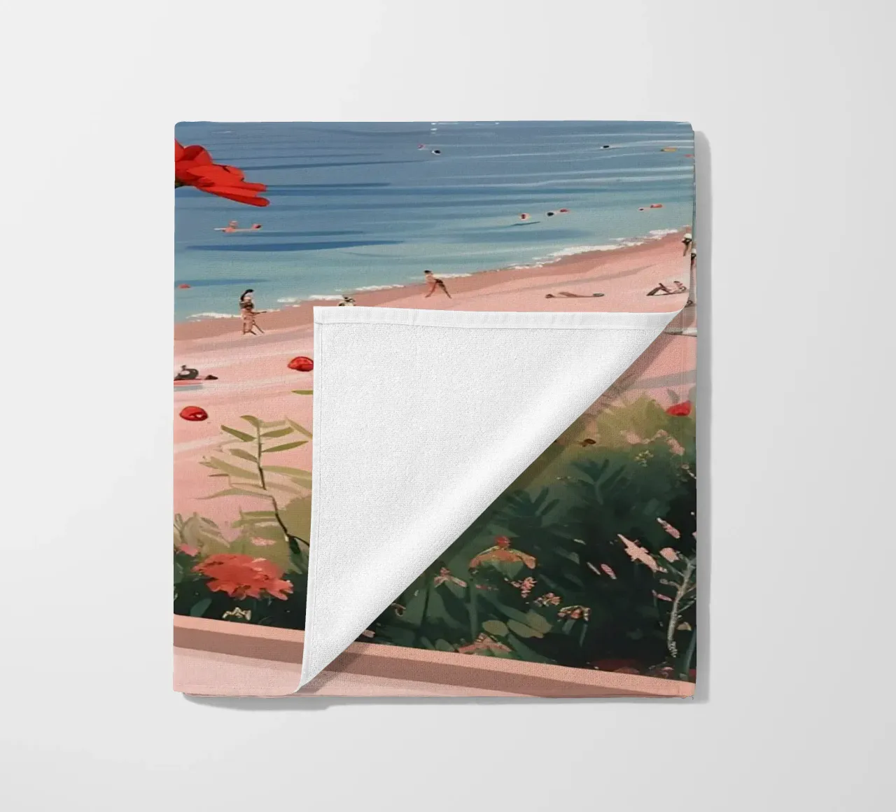 Coastal Window View Art Print - French Riviera Charm beach towel by ClubArt