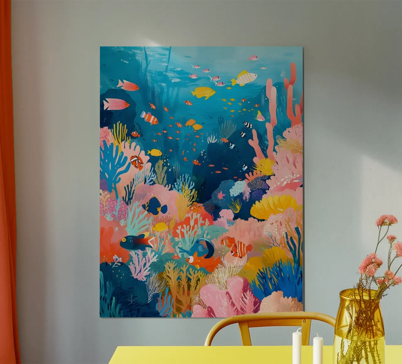 Lebendiges Korallenriff Unterwasserkunst - Tropische Fische Pop Poster mit Kunststoffrahmen von ClubArt