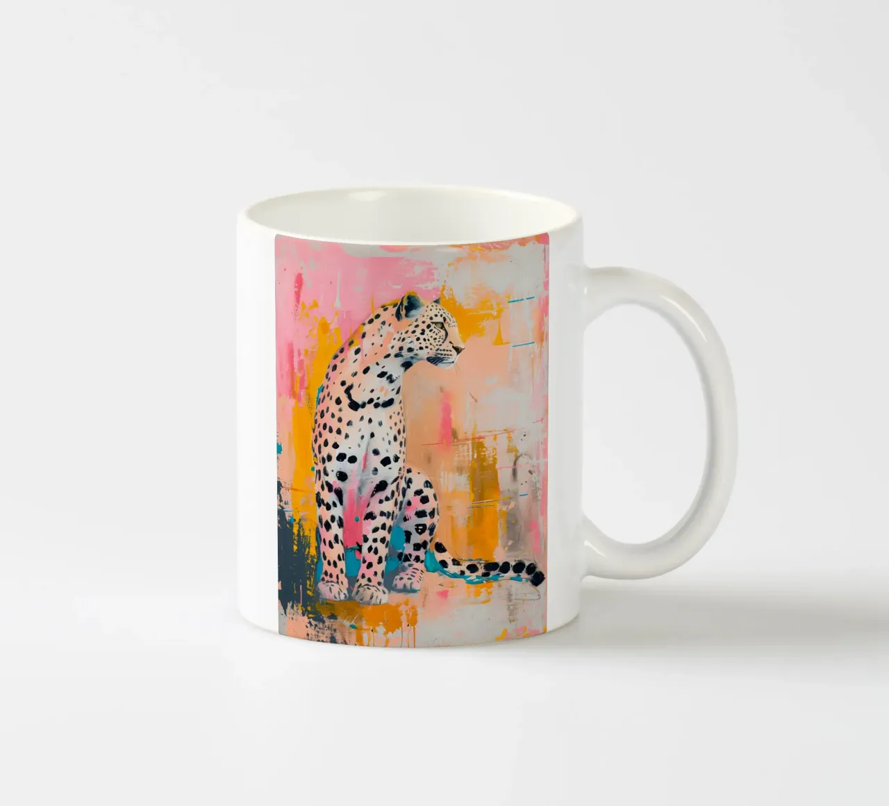 Levendige Cheetah Pop Art Print - Abstracte Stedelijke Jungle keramische mok van ClubArt