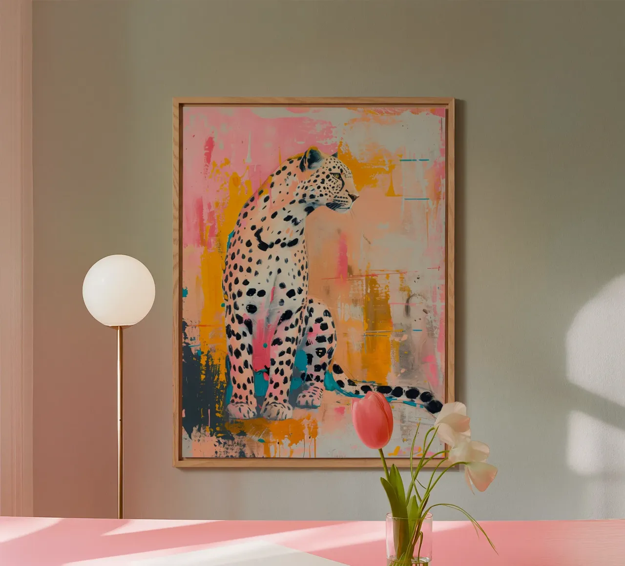 Vibrant Cheetah Pop Art Print - Abstract Urban Jungle alu-dibond by ClubArt