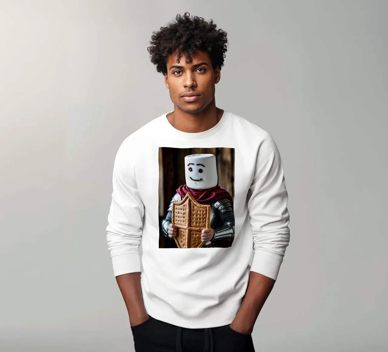 cavaliere di marshmallow che regge uno scudo di pan di zenzero felpa da DesignDoodle
