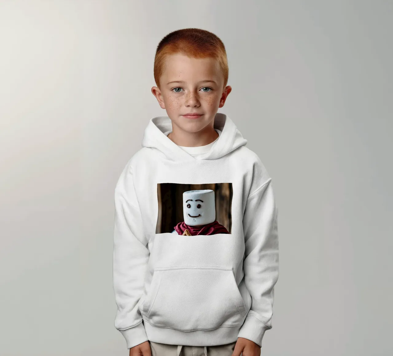 Marshmallow-Ritter mit Lebkuchenschild Kinder Hoodie von DesignDoodle